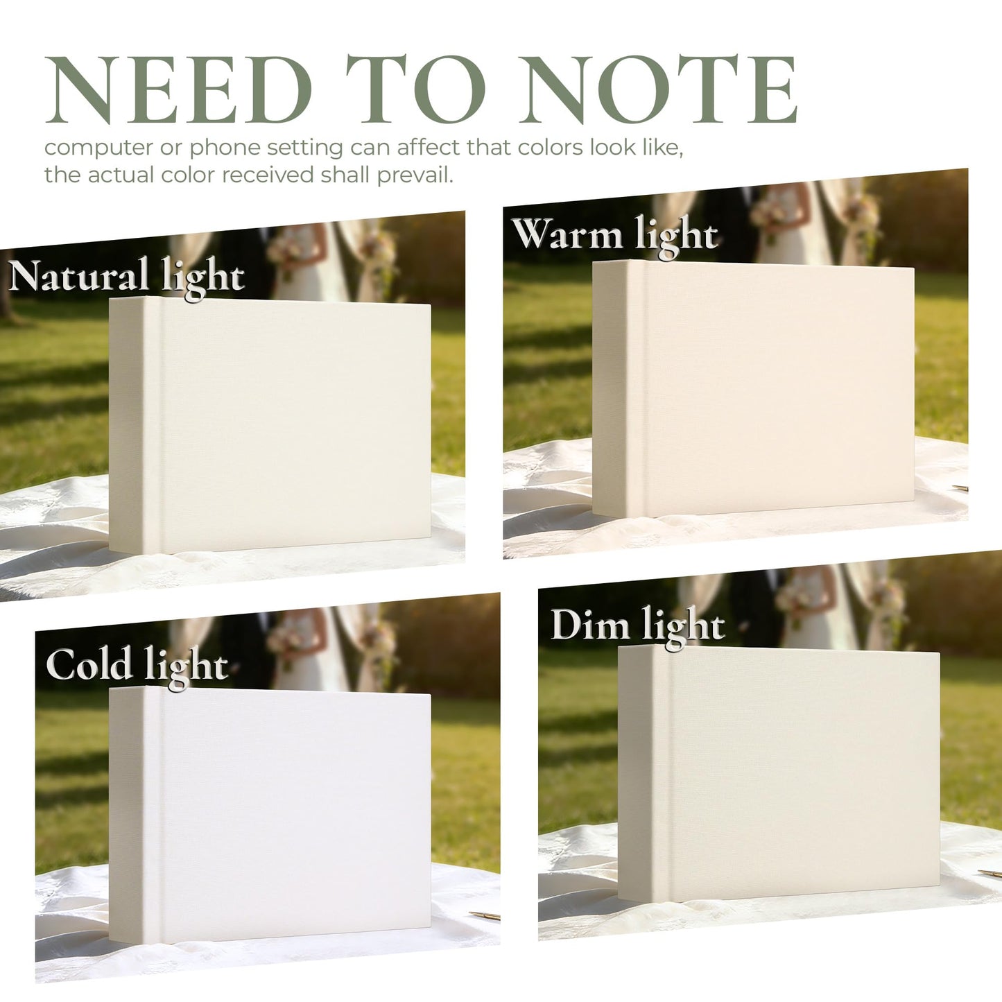Vienrose Wedding Guest Book Journal for Polaroid, Wedding Registry Must Haves Things with 32 Blank Pages and Thick Paper, Create Your Linen Photo Customizable Memory Album, Beige