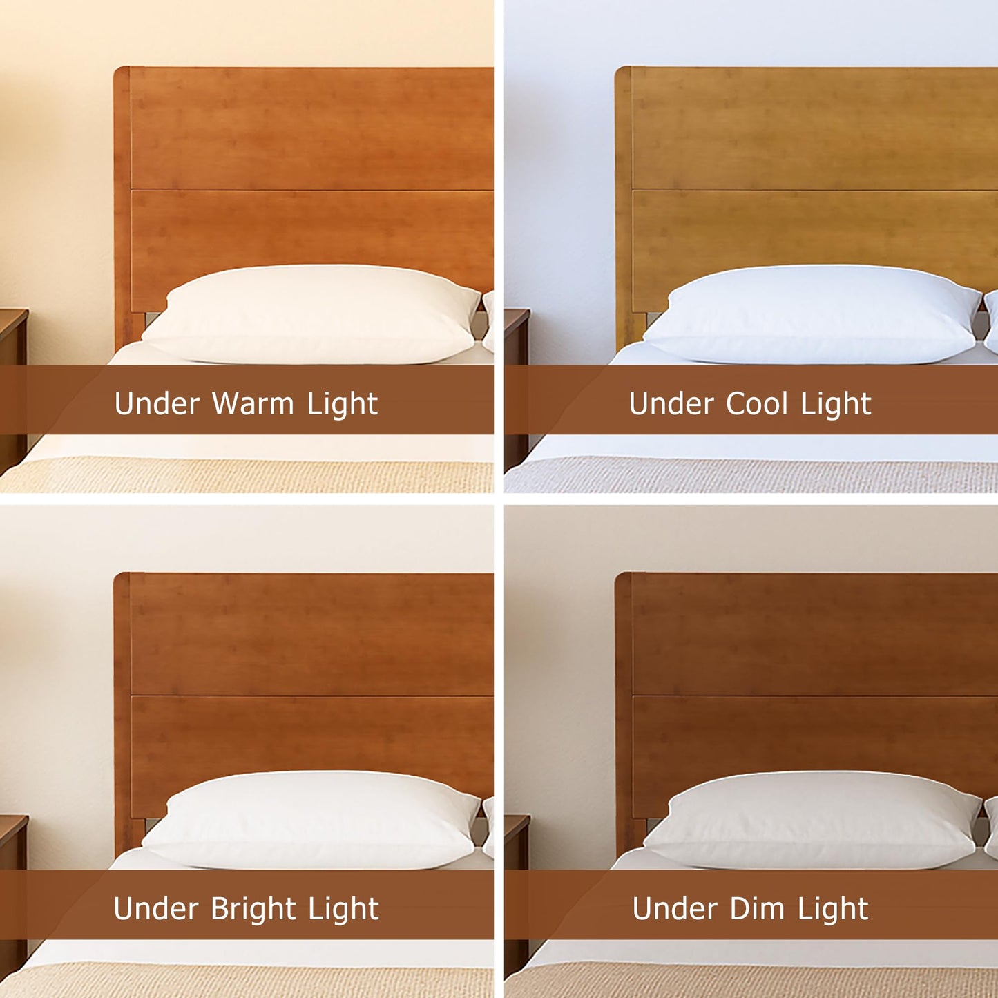 Merax King Size Bamboo Platform Bed, Mid-Century Modern Bed Frame with Tall Headboard, Solid Sustainable Bedframe King-Size, Wood Slat Support, No Box Spring Needed, Easy Assembly, Natural