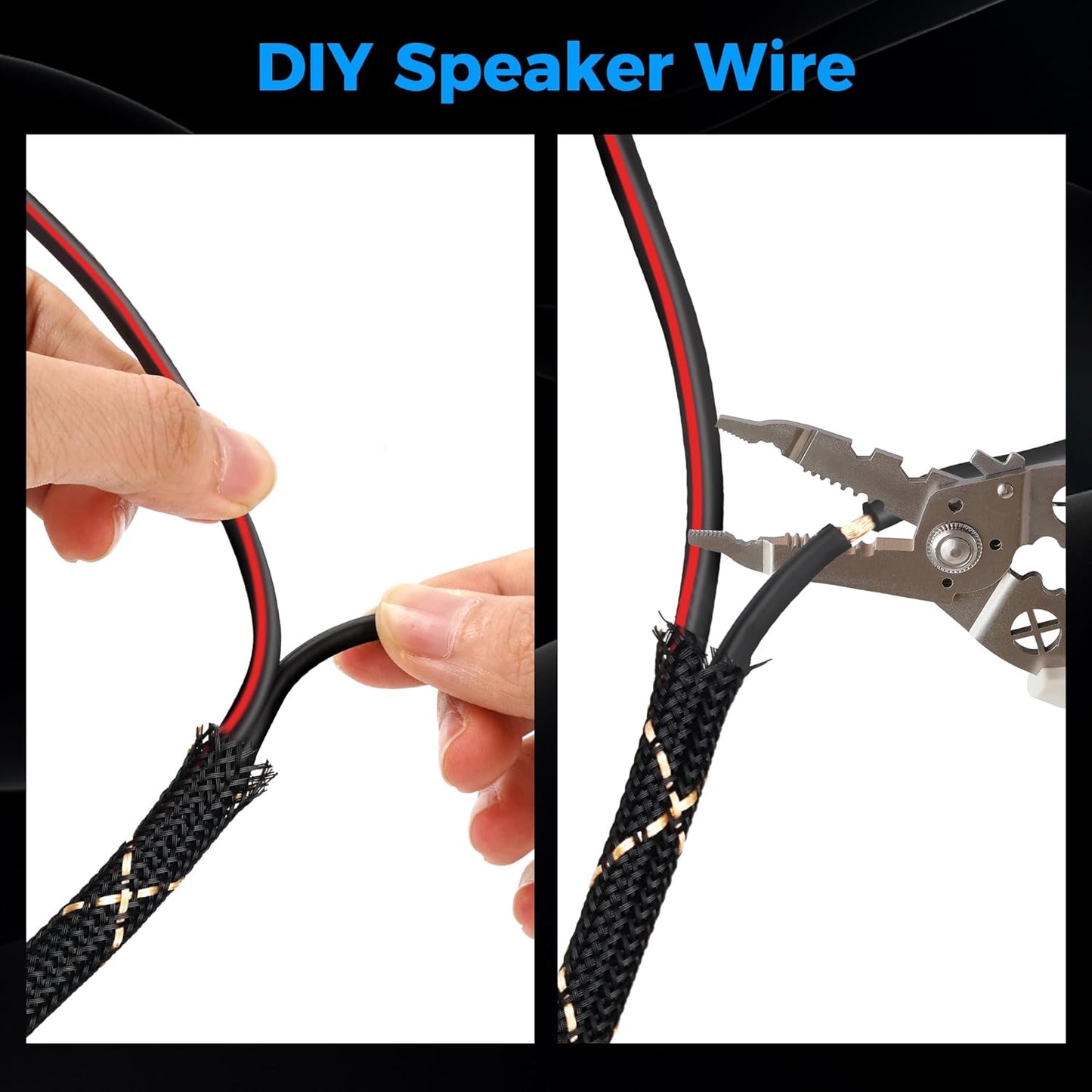 Mygatti 14/2 25 14AWG 2 Speaker Wire Feet, Gauge Speaker Cable, Direct Burial, Durable Nylon Braided, in Wall