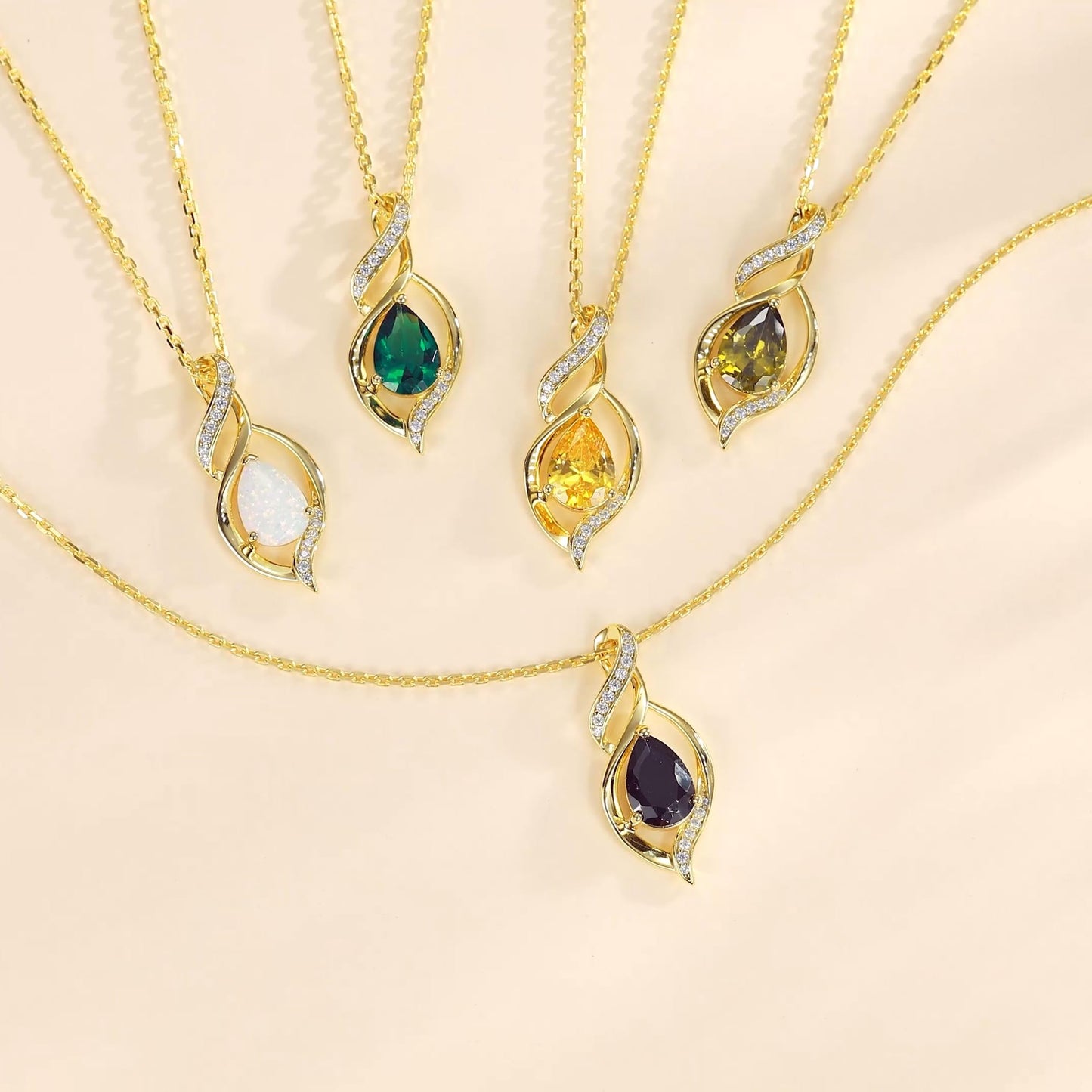 FANCIME 14K Gold Plated October Birthstone Necklace for Women Opal Teardrop Necklace Sterling Silver Infinity Love Birthday Gifts for Women, 16"+2" Inches