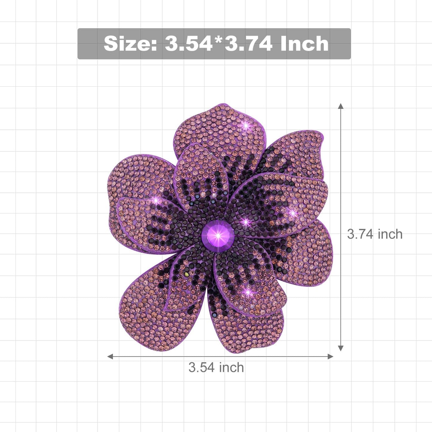 Merdia 3.74 Inch Rhinestone Camellia Flower Brooch Pin & Hair Clip for Women | Crystal Camellia Lapel Pin, Hair Clip Accessory for Parties & Weddings | Brooches and Pins for Women - Purple
