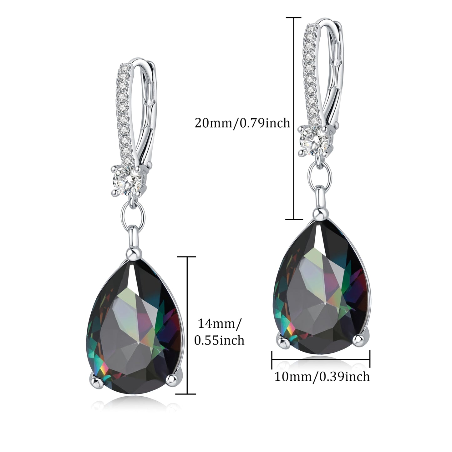 BAMIKI Sterling Silver Teardrop Leverback Dangle Earrings for Women Hypoallergenic, 10×14mm Pear Garnet Birthstone Red Cubic Zircon Drop Earrings Trendy Jewelry Gifts for Wife Daughter Mother
