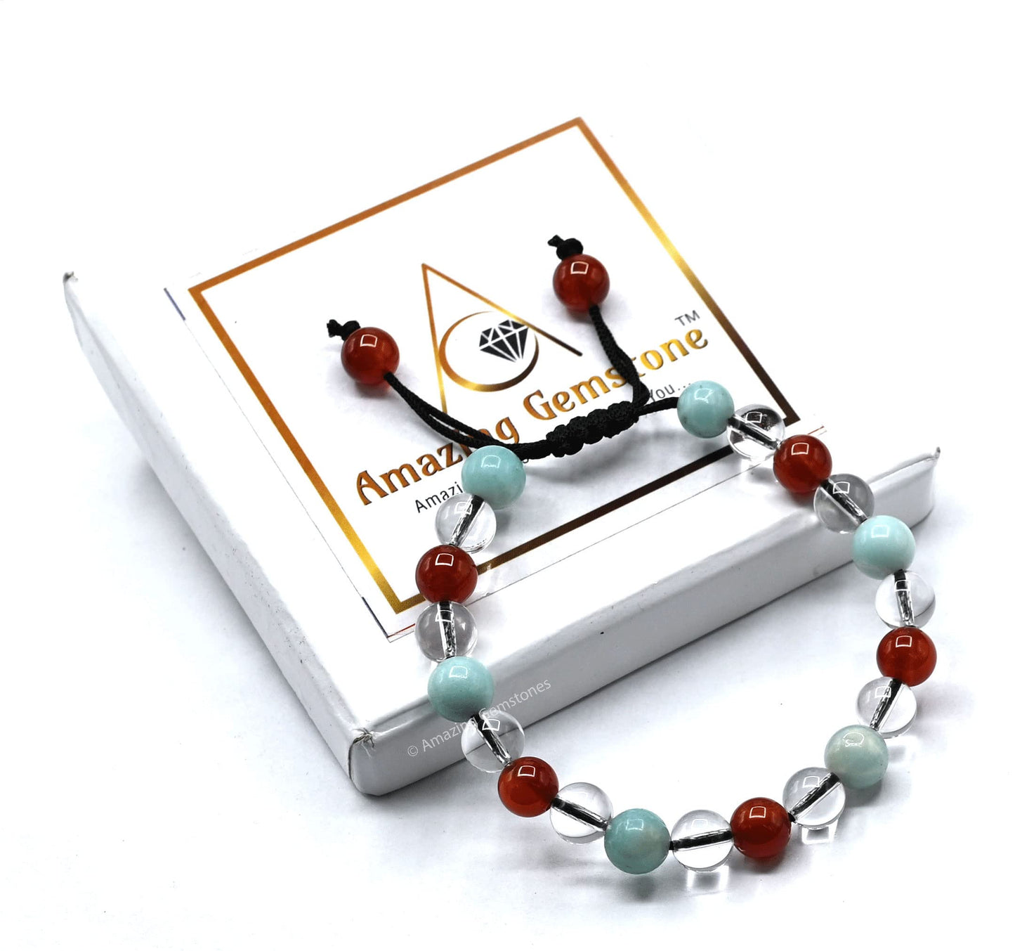 Amazing Gemstone Creativity Manifestation Bracelet - Clear Quartz Amazonite Carnelian Set for Men Women Healing Calming Anxiety Stress Relief Gifts Pulseras Para Hombres Mujer Stocking Stuffers