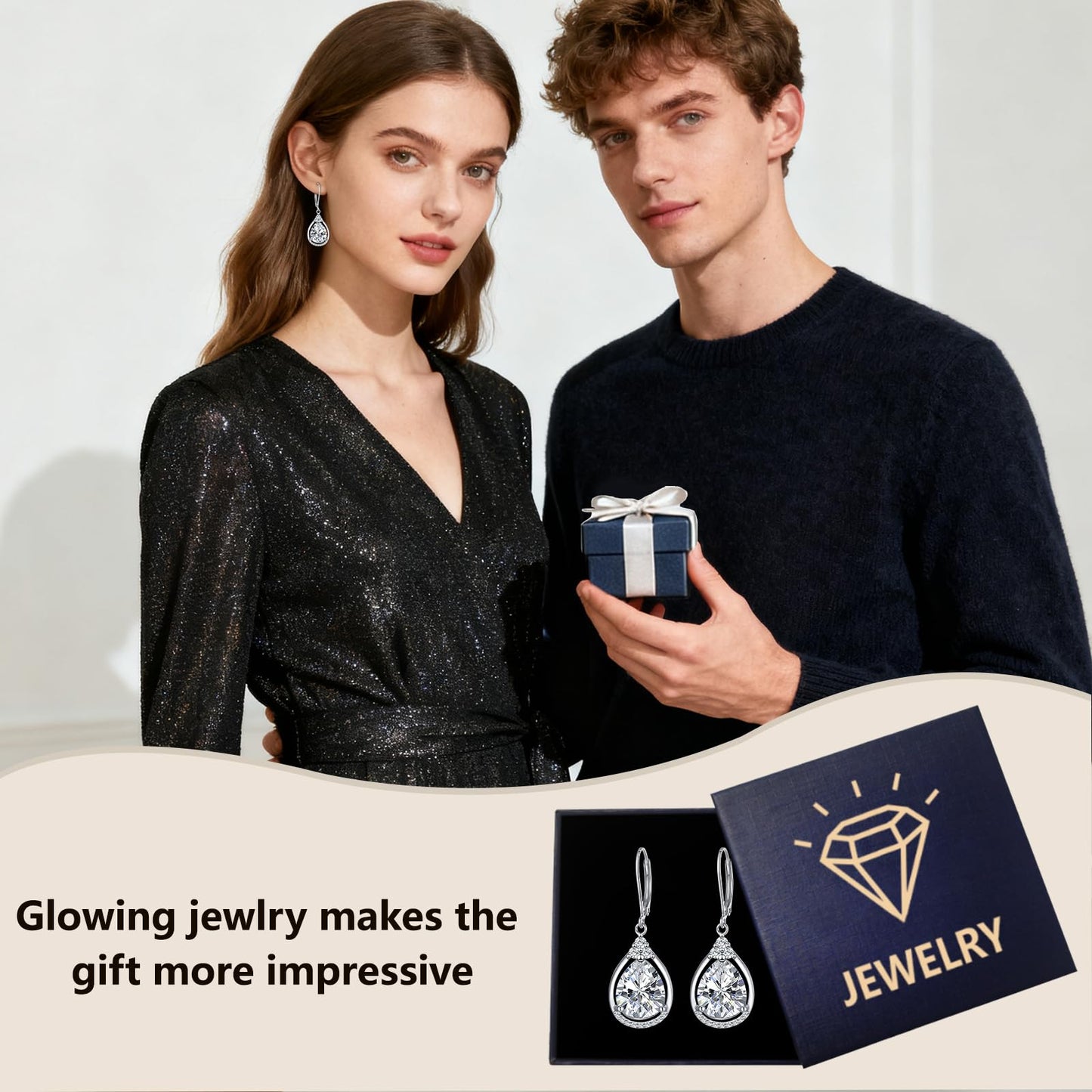April Earrings Sterling Silver Birthstone Earrings AAAAA Cubic Zirconia Teardrop Dangles Jewelry Christmas Gifts for Women