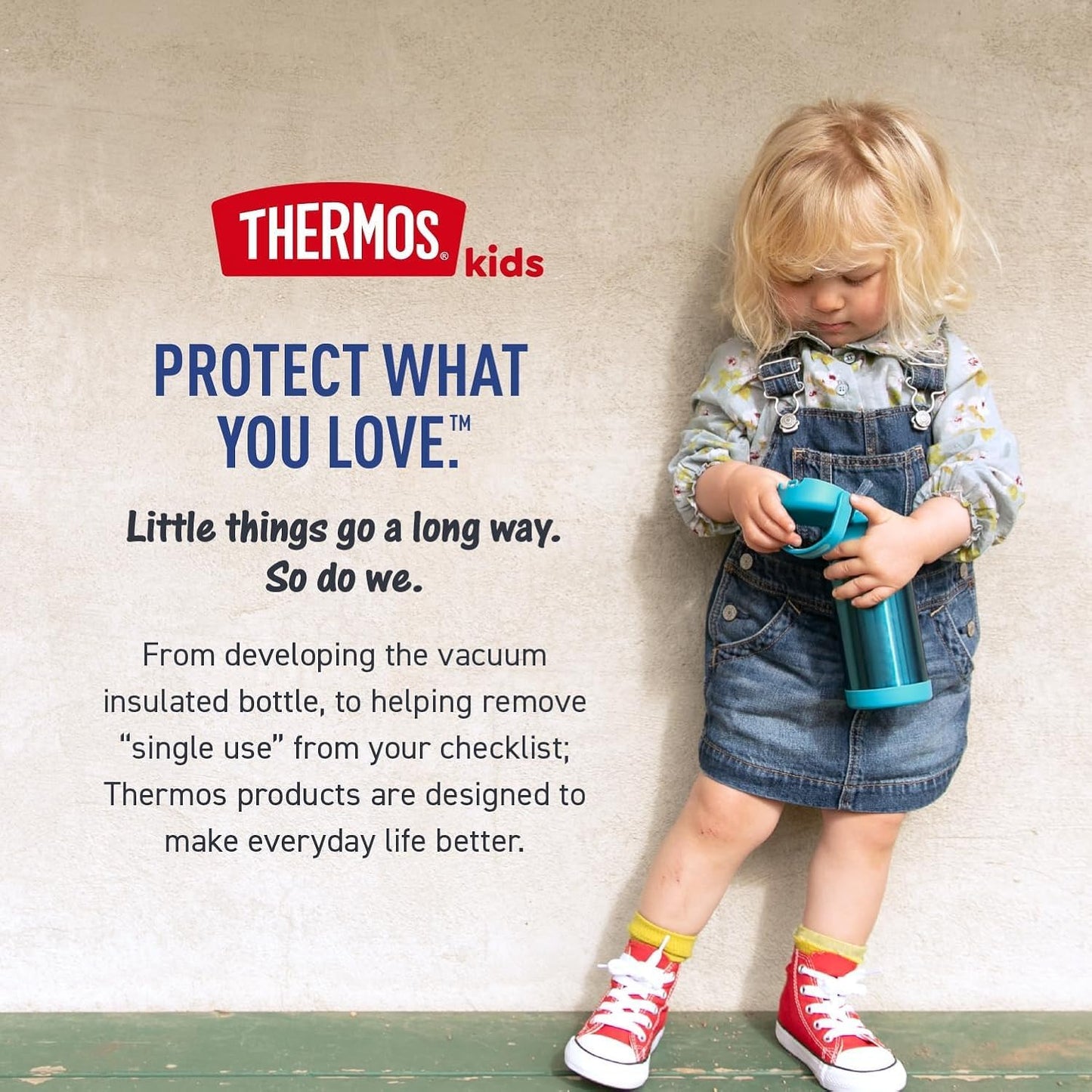 THERMOS FUNTAINER Water Bottle - 12 Ounce Kids Stainless Steel Vacuum Insulated with Straw | Ms. Rachel Design