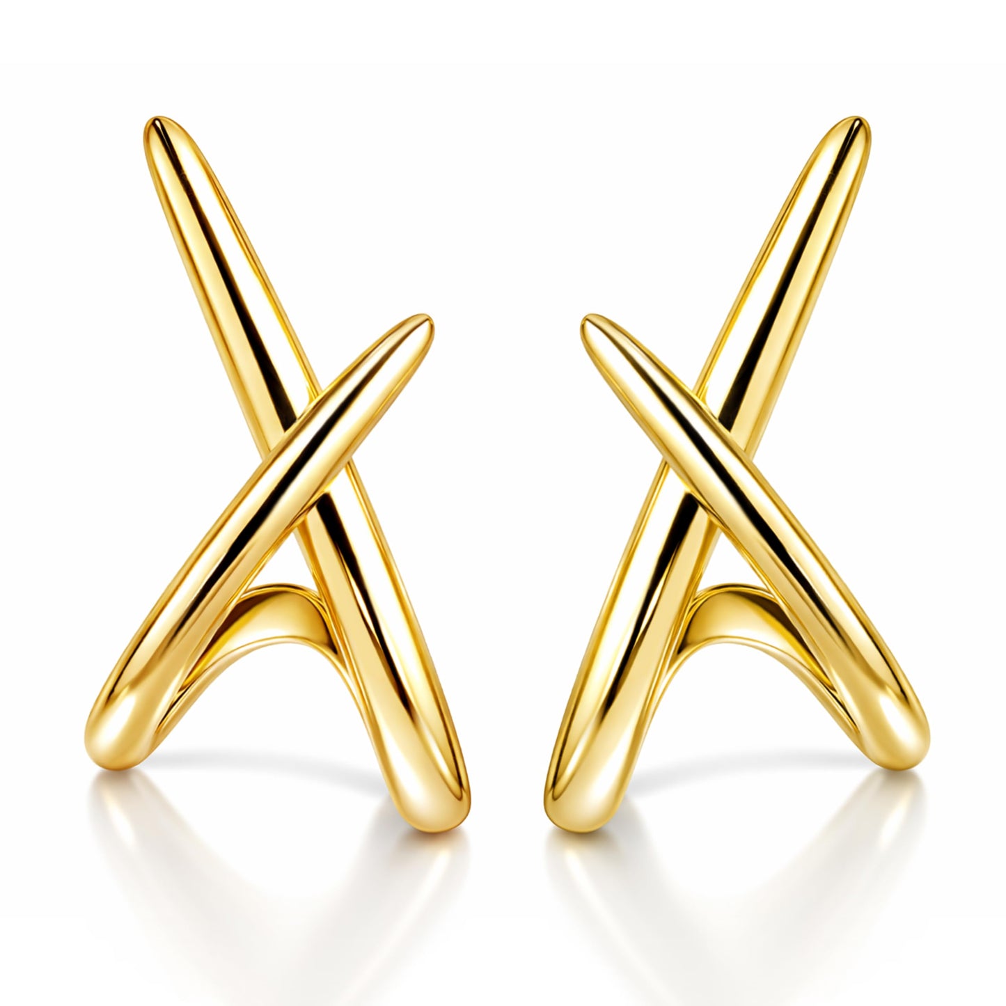Criss Cross Stud Earrings for Women Trendy, 14K Gold Plated Minimalist Unique Hypoallergenic Earrings for Sensitive Ears, Dainty Simple Old Money Aesthetic Jewelry Modern Jewelry Gifts for Women‘s Fashion