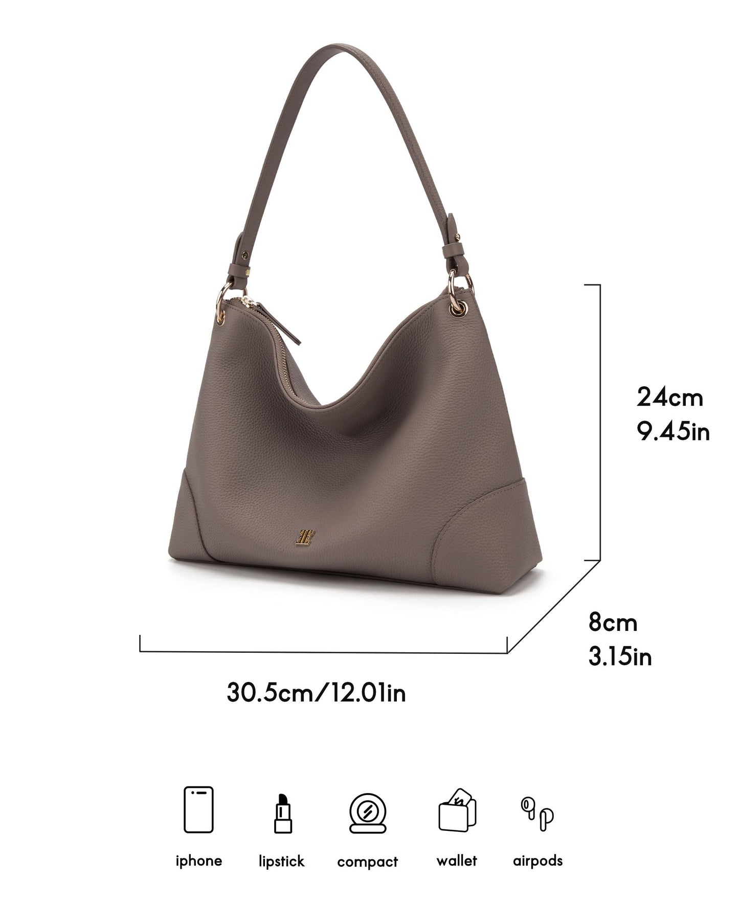 ELLE Full-Grain Leather Purses for Women Large Shoulder Bag
