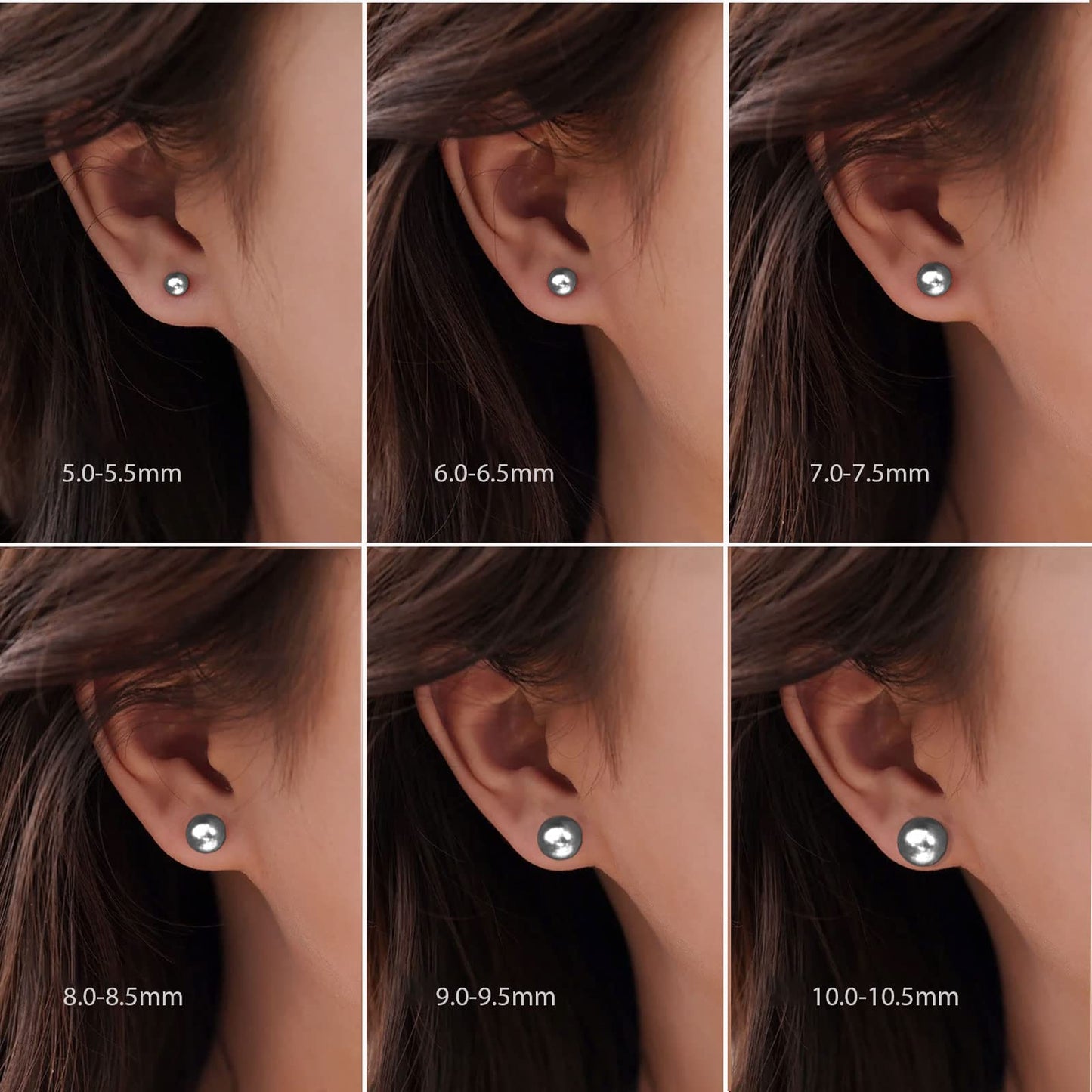 YAMI Pearl Earrings for Women, 925 Sterling Silver Hypoallergenic Stud, Saltwater Cultured Grey Pearl, Classic & Elegant Jewelry Gifts for Her, 9-9.5MM