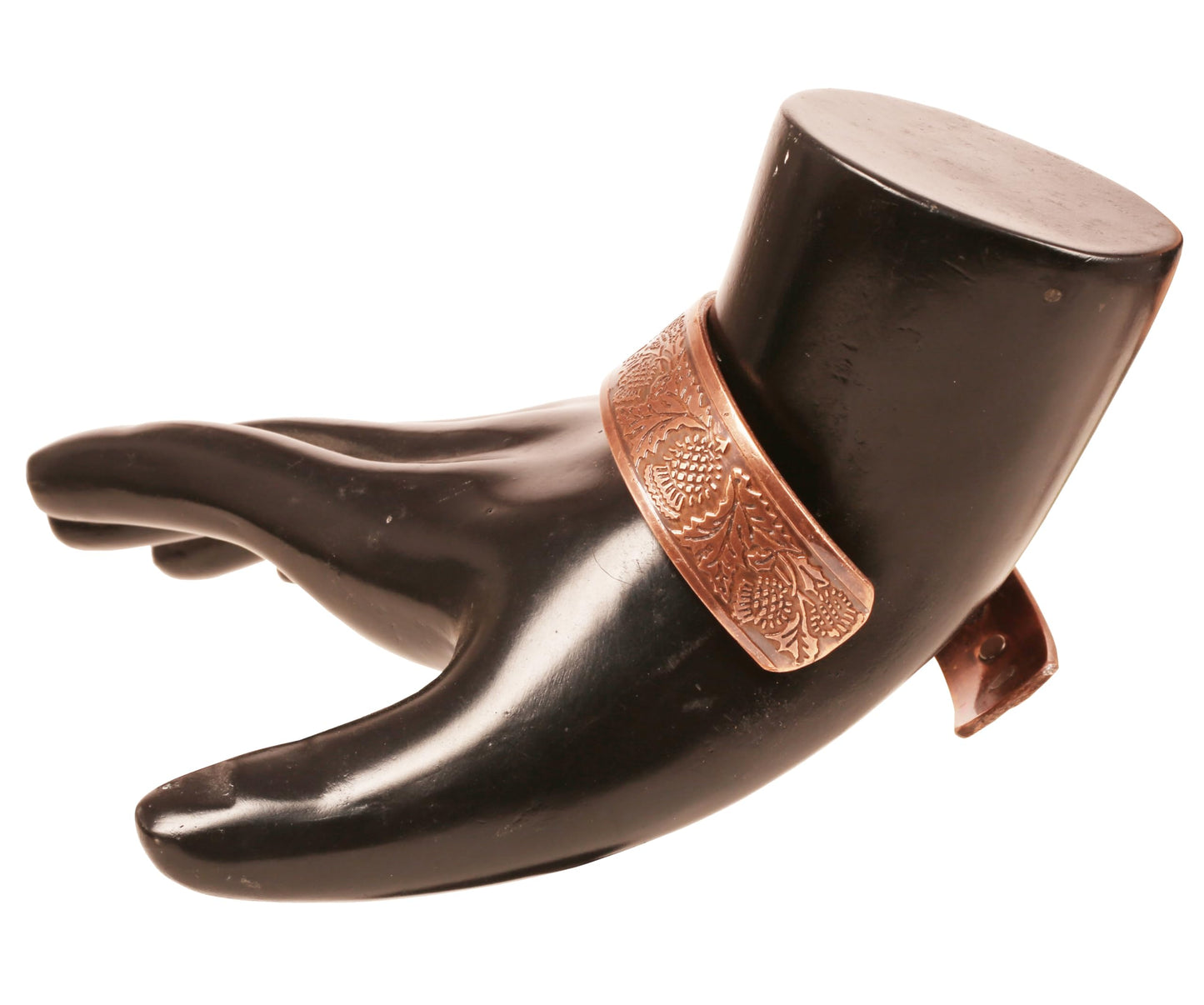 Touchstone handcrafted magnetic copper bracelet. Hand forged with solid and high gauge Tibetan style engraved cuff pure copper jewelry for women men. Pretty Celtic Design