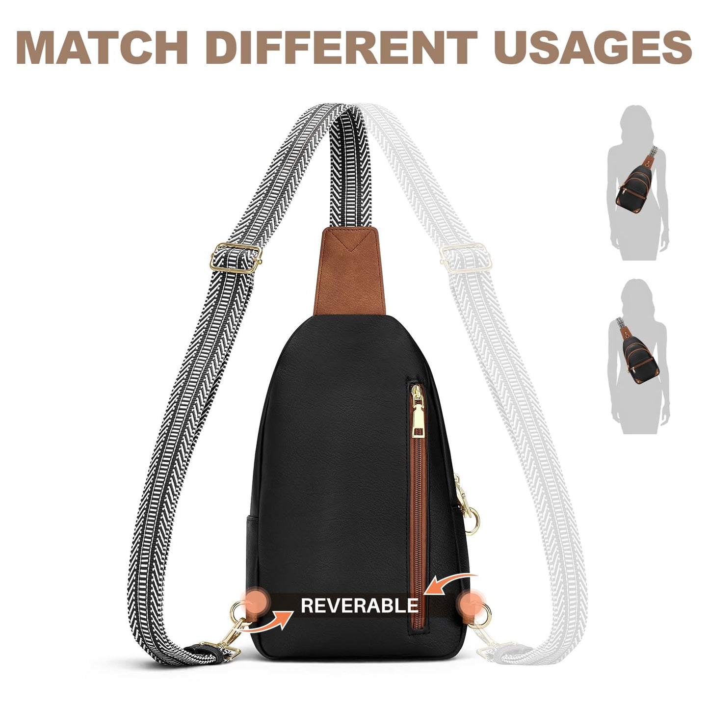 SYTRAH Anti Theft Crossbody Bags for Women, RFID Sling Bag Travel Purse, RFID Cross Body Purses Chest Bag for Travel Black Brown