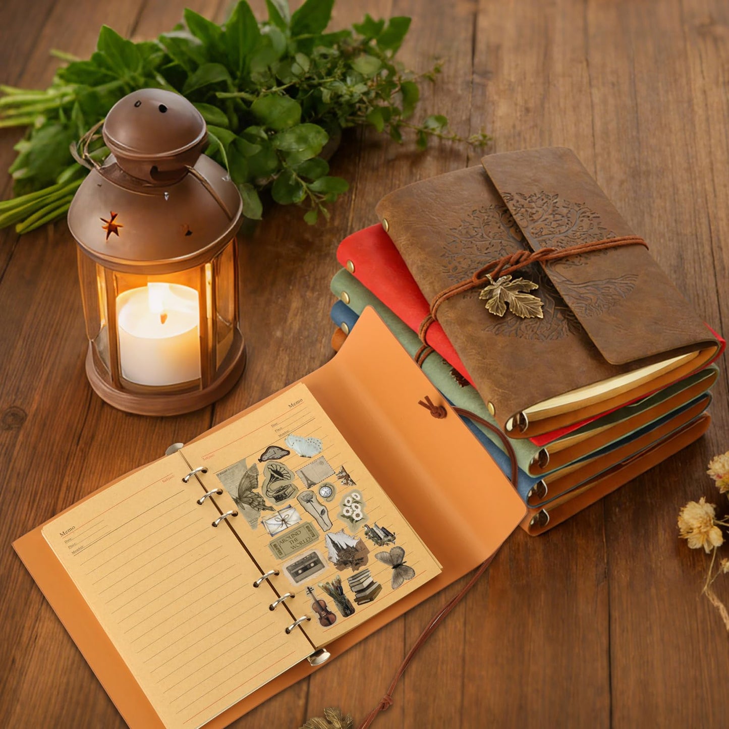 DAJAVE 10 Pack PU Leather Journal Notebook A6, 5'' x 7'' Refillable Journal Bulk, Vintage Travel Journals for Writing,100GSM Lined Paper Writing Notepad Journals Bulk for Women, Men,160 Pages/80 Sheet