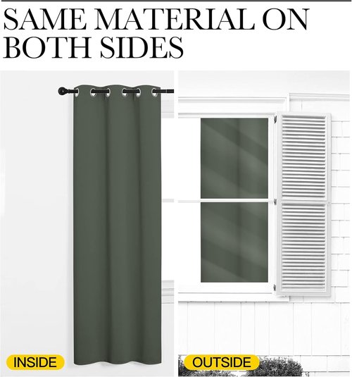 NICETOWN Blackout Curtain Panels - Dark Mallard Thermal Insulated Drapes for Bedroom | 2 Panels, W34 x L45-Inch