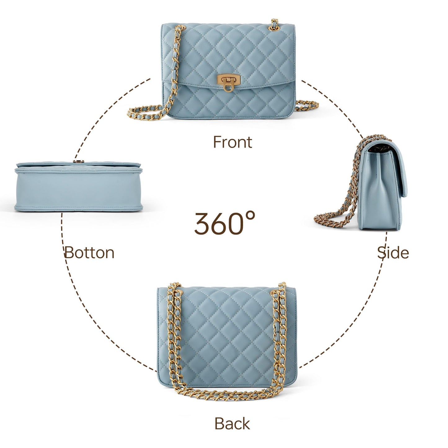 GEMIU Quilted Crossbody Purse for Women Small Women's Shoulder Handbags Womens Clutch Purses with Gold Chain Dressy Blue