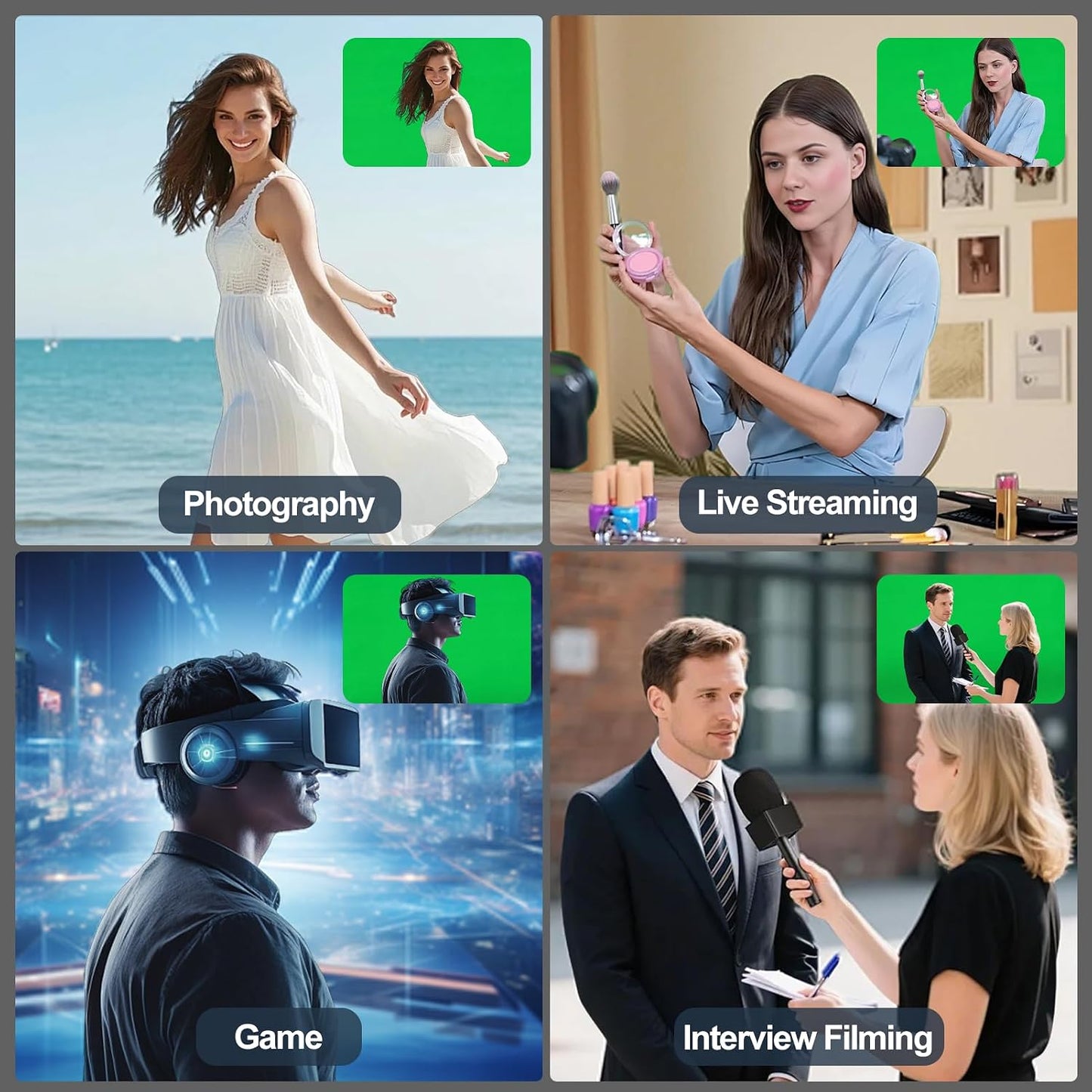 Qoolfoto 710FT Green Screen Backdrop, Photography Chromakey Greenscreen Background Sheet for Zoom Meeting, Polyester