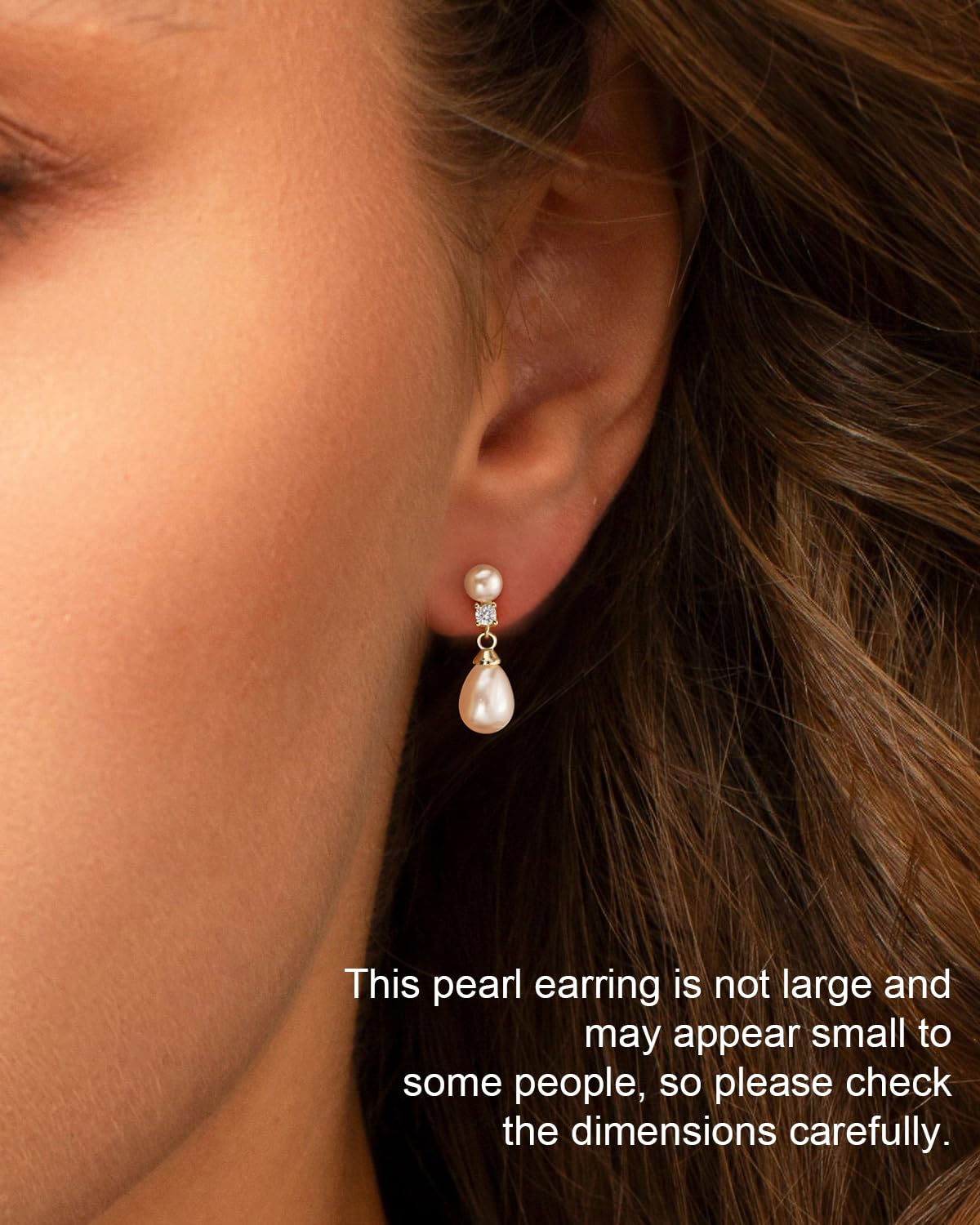 PRTGL Pearl Earrings - 14K Gold Plated Pearl Drop Wedding Earrings for Bridal Bridesmaid Women