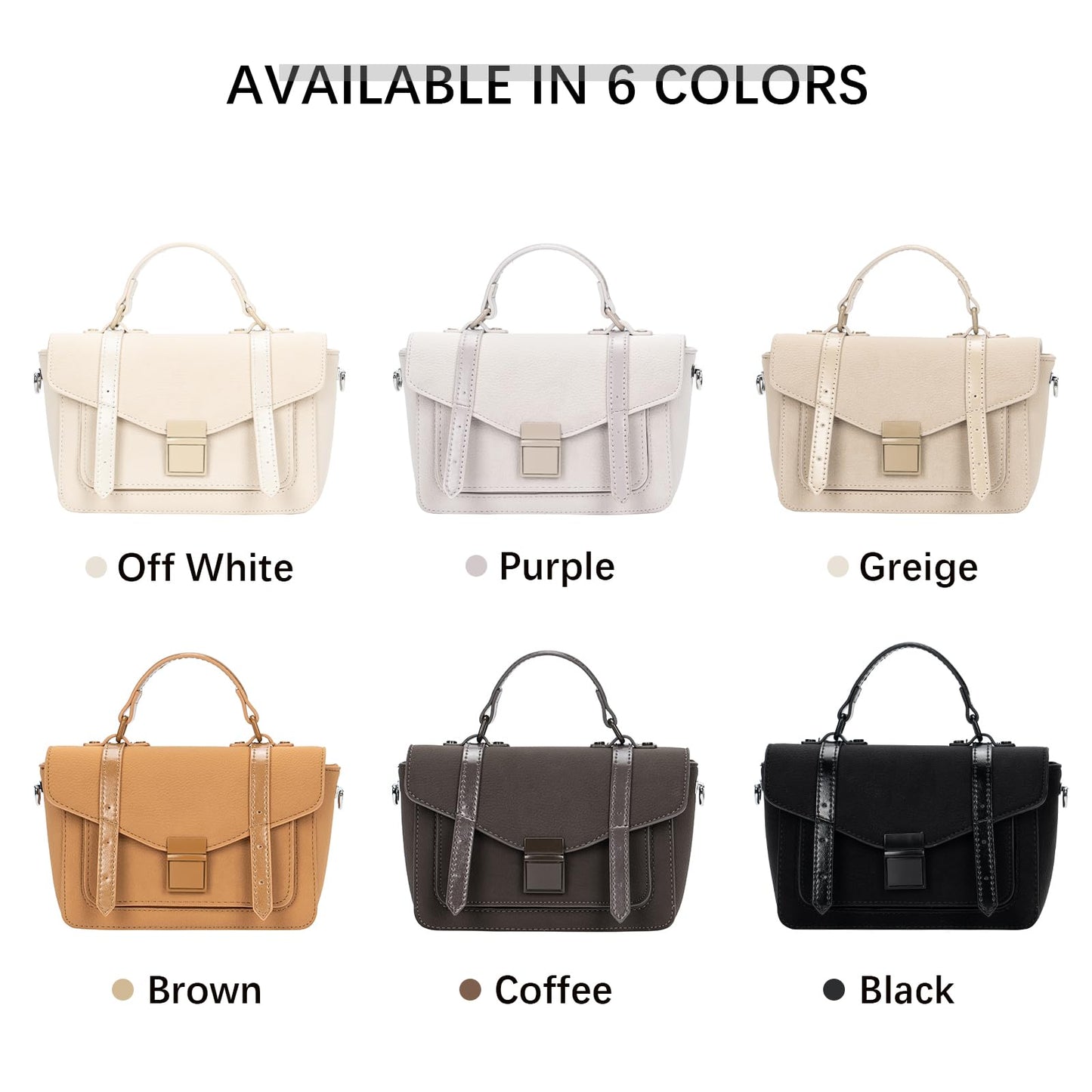 ALEX&MIA Women's Small Top-Handle Handbag – Vegan Leather Mini Satchel Bag, Fashionable Crossbody and Shoulder Bag, Perfect for Daily and Work Use (Greige)