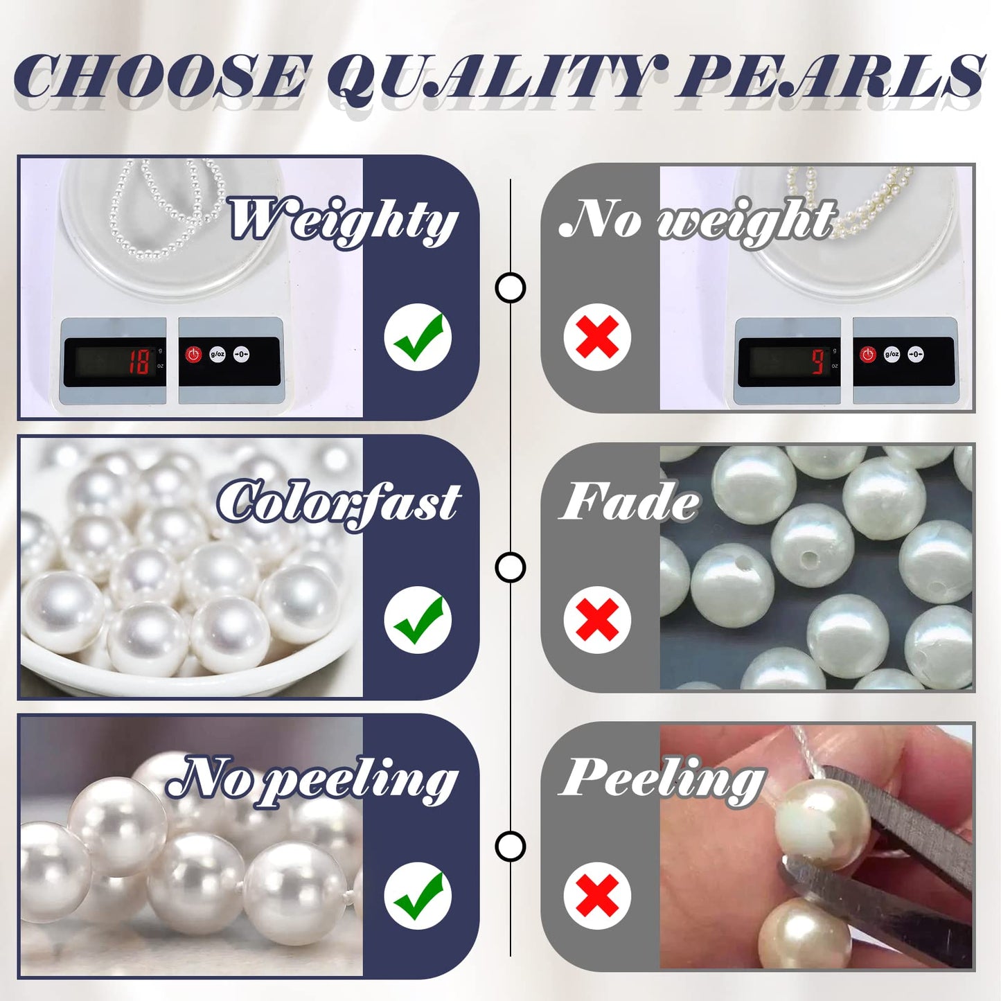 MJartoria Pearl Necklace for Men, 16''-24'' Pearl Necklaces for Women, 6/8mm White Pearl Choker Necklace Trendy Jewelry Gifts for Women Men (16 inches, 6mm)