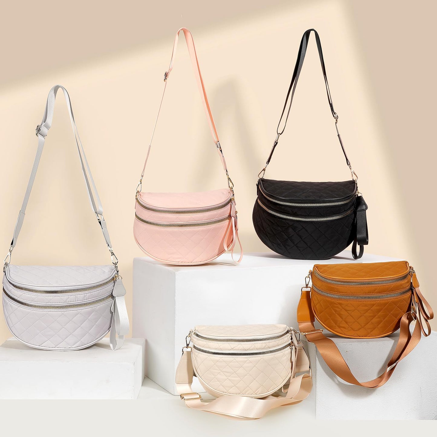Woven Crossbody Bag for Women,Woven Leather Belt Bag, Woven Bum Bag Fanny Pack Purse for Daily Casual/Travel/Festival