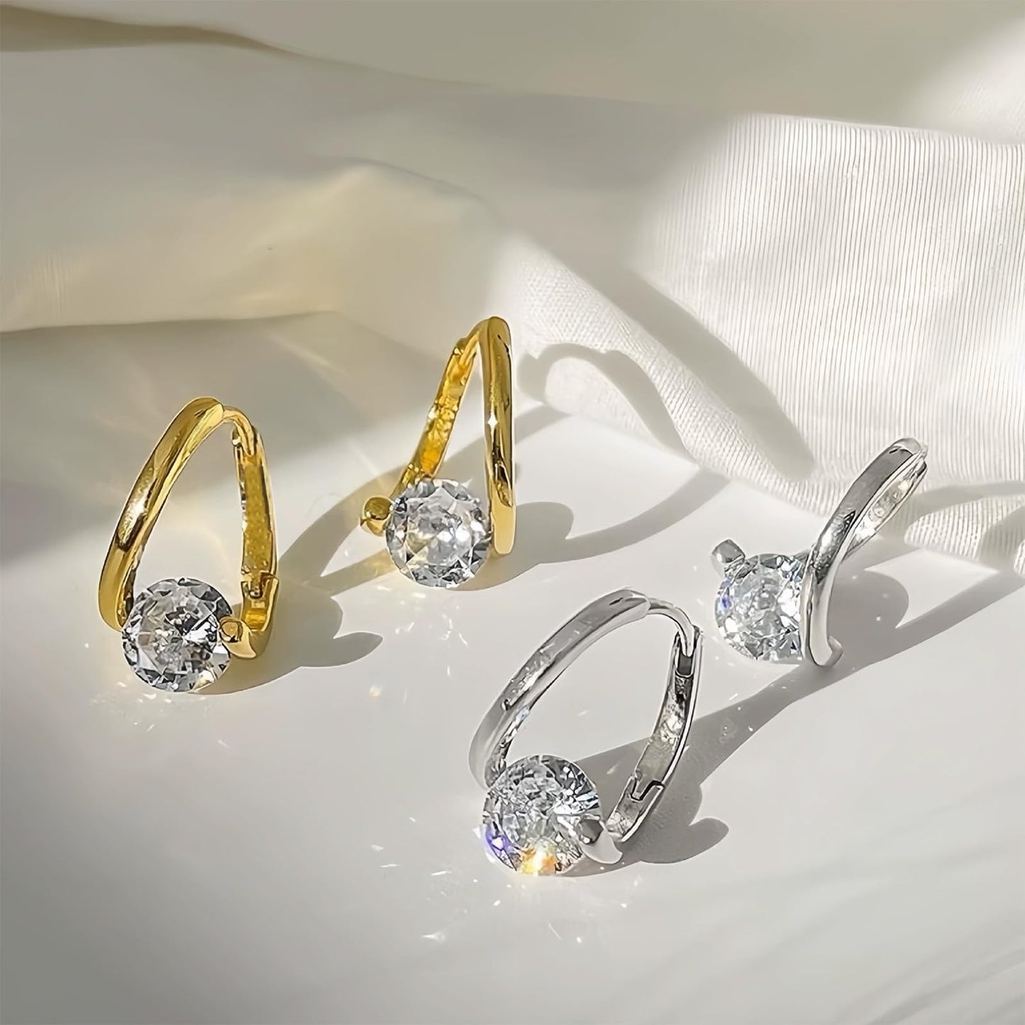 Lymphatic Earrings for Women Silver Zircon Hoop Huggie Earrings Dainty Fashion Jewelry Gifts
