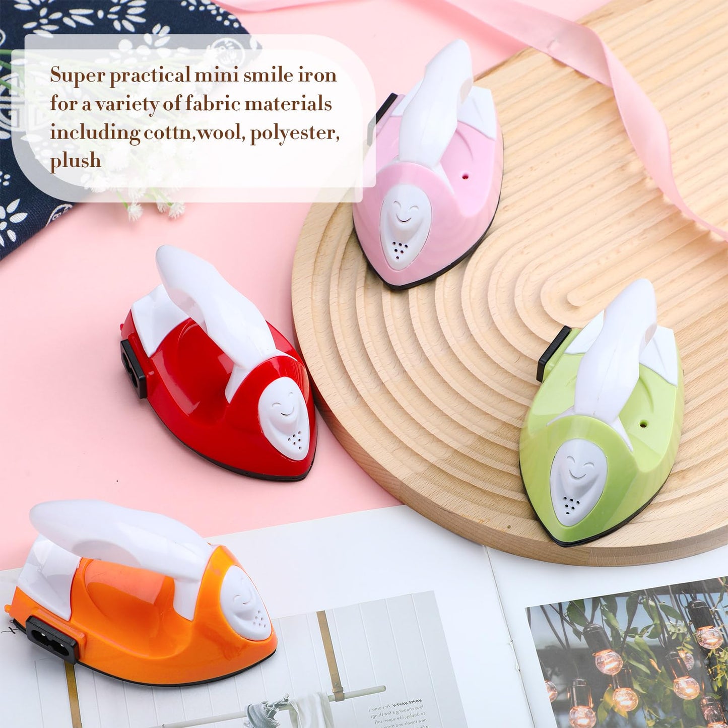 Zhehao 4 Pcs Mini Craft Iron Small Heat Press 3.39 x 2.36 x 2.56 Portable Heat Transfer Machine with Charging Base Accessories DIY Clothe Bead Patch Bag Hat Vinyl(Light Pink, Red, Green, Orange)