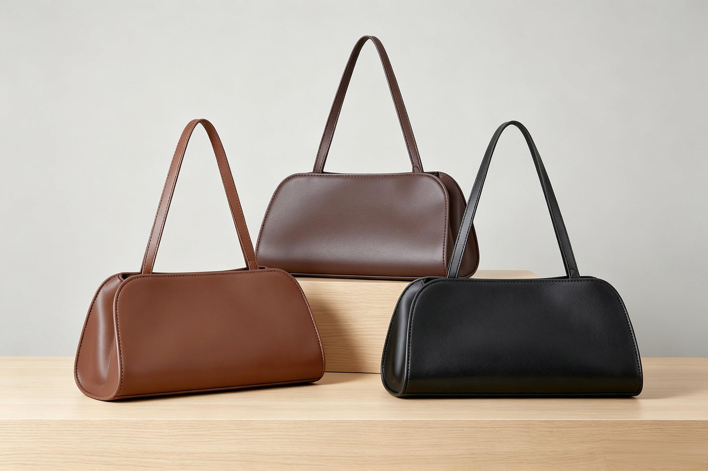 Quelis Small Leather Tote Bag,Clutch Purse with Shoulder Strap, Small Vegan Leather Handbag