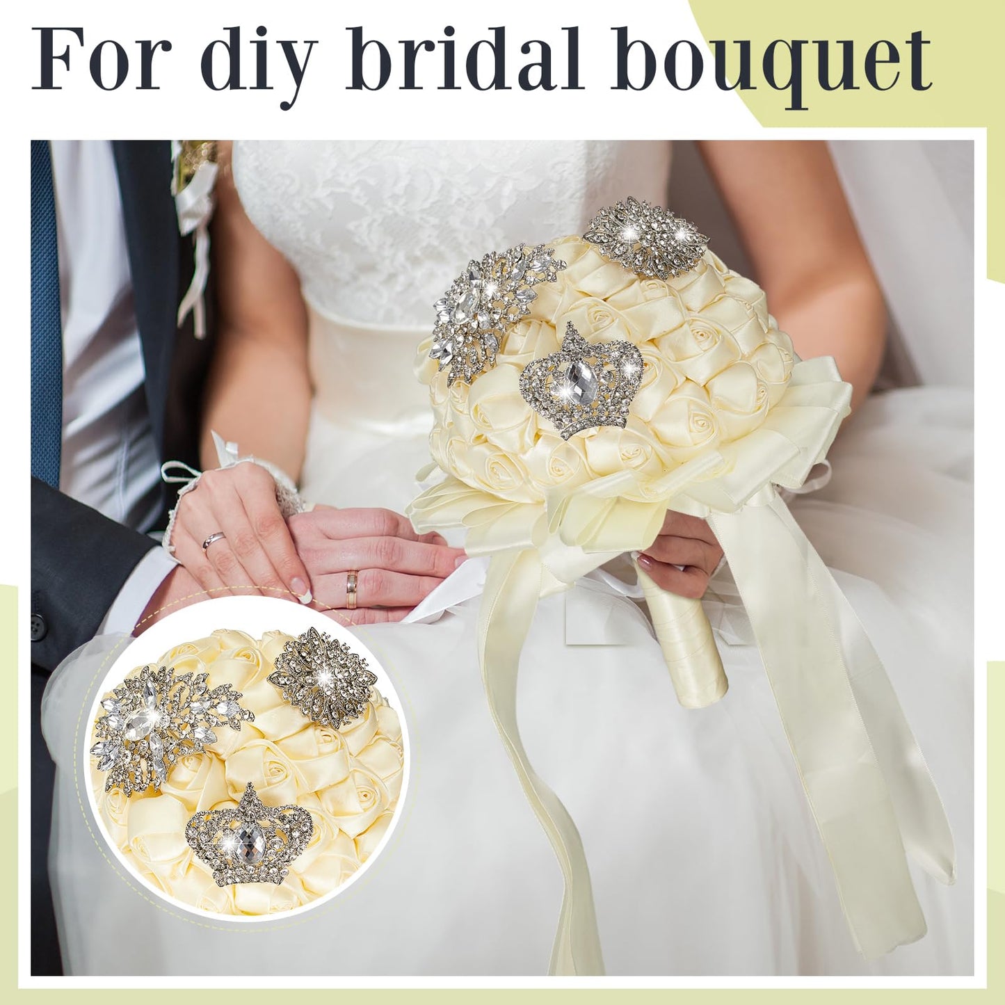Ecally 4 Pcs Flower Brooch Pins for Women, Crystal Pearl Brooch and Pins for Dress, Coat, Shawl – Gift for Mother,Wedding (Bling)