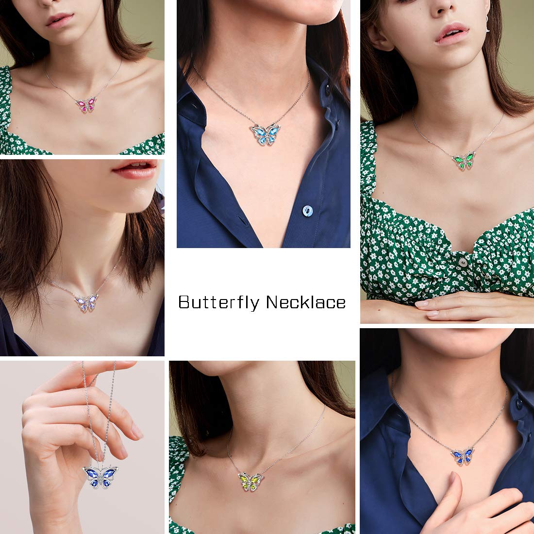 Hipunk Butterfly Red Jewelry Sets Birthstone Women 925 Sterling Silver July-Ruby Birth Stone Animal Butterflies Jewelry Sets/Earring Set Crystal Birthday Jewelry SS0001R