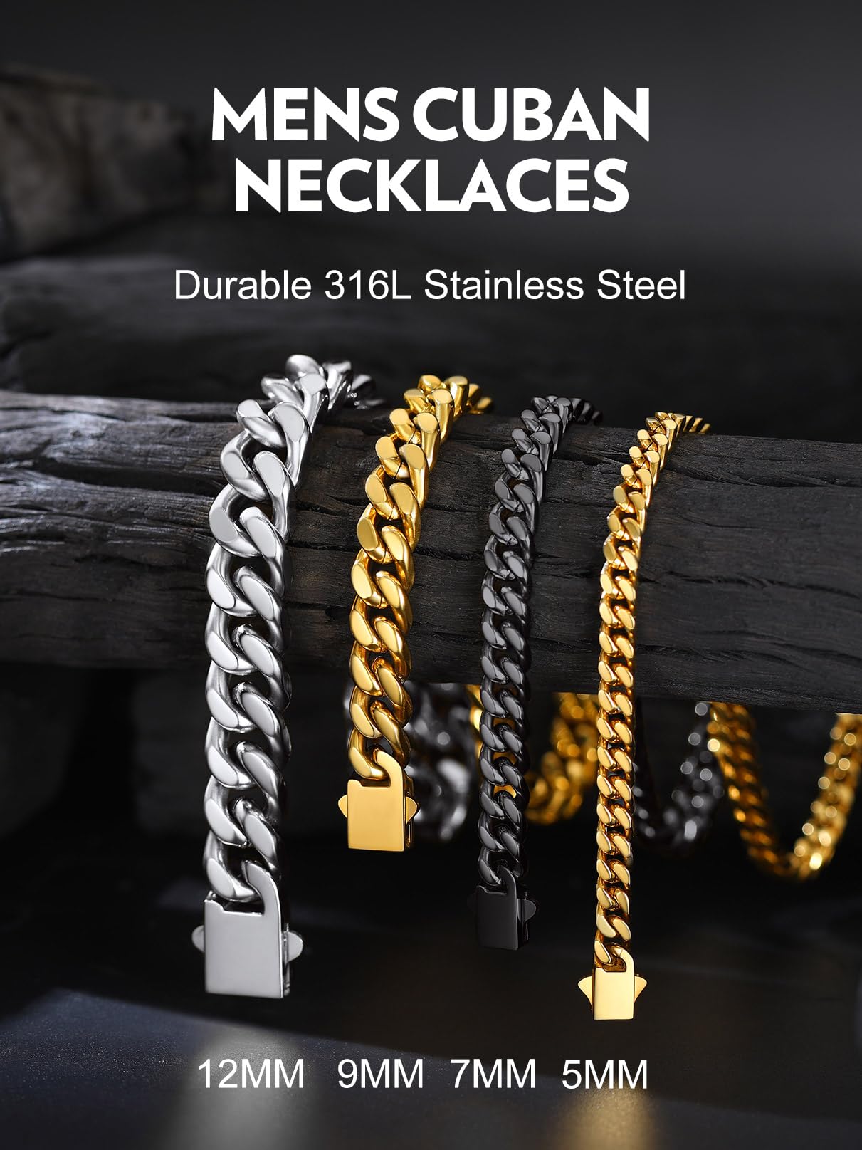 Bandmax Men Long Chain Necklaces 30 Inch Gold Plated Miami Cuban Link Chain 5MM Wide Cubanas Cadenas Hombres Mens 14K Gold Plated Stainless Steel Chains Jewelry Gift for Men
