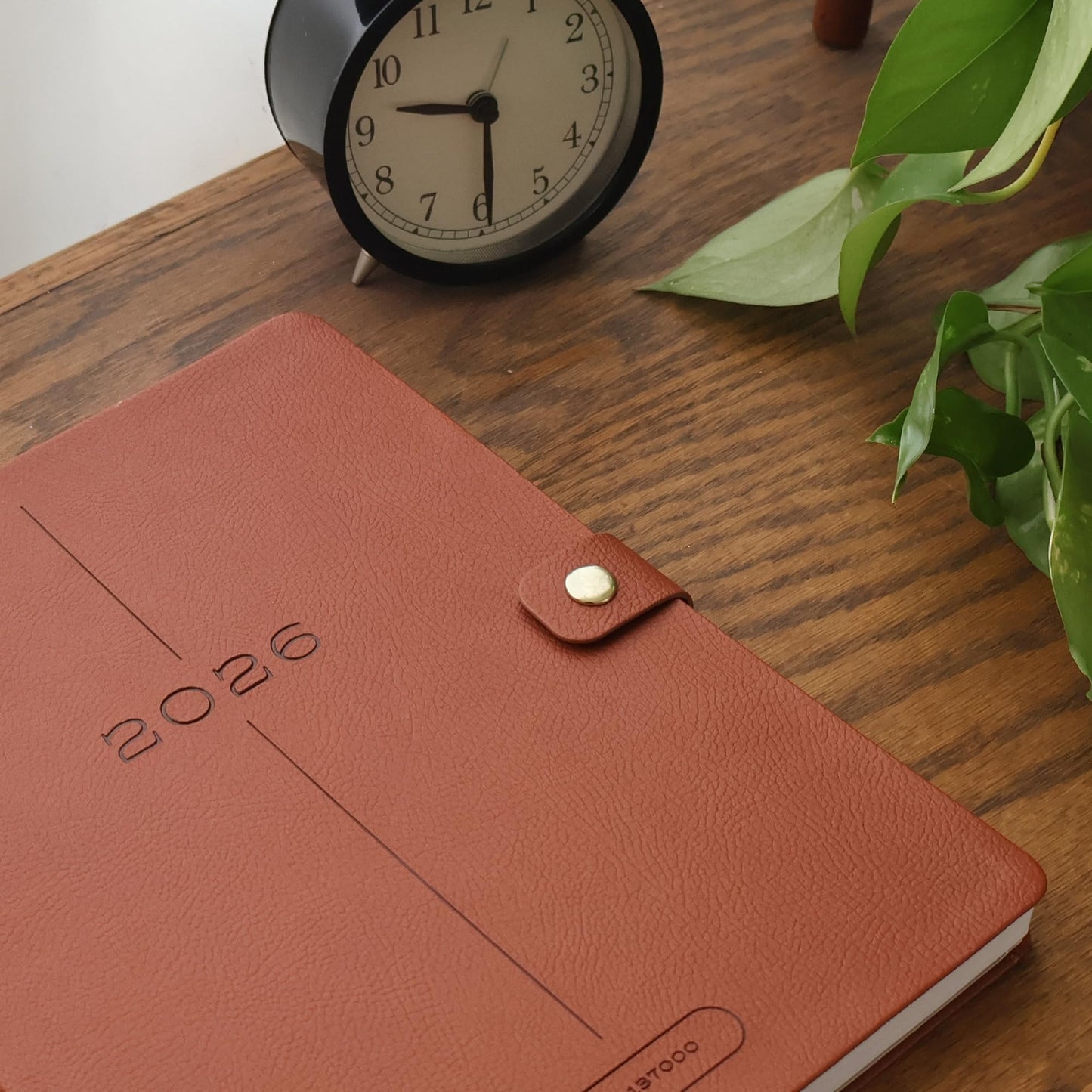 Fringe Studio 2026 Weekly Planner, Aug 2025 - Dec 2026, 17 Month, Faux Leather Wrapped Cover, "TEXT BLOCK COGNAC", 8"w x 10"h, 240 Pages (137FL003)
