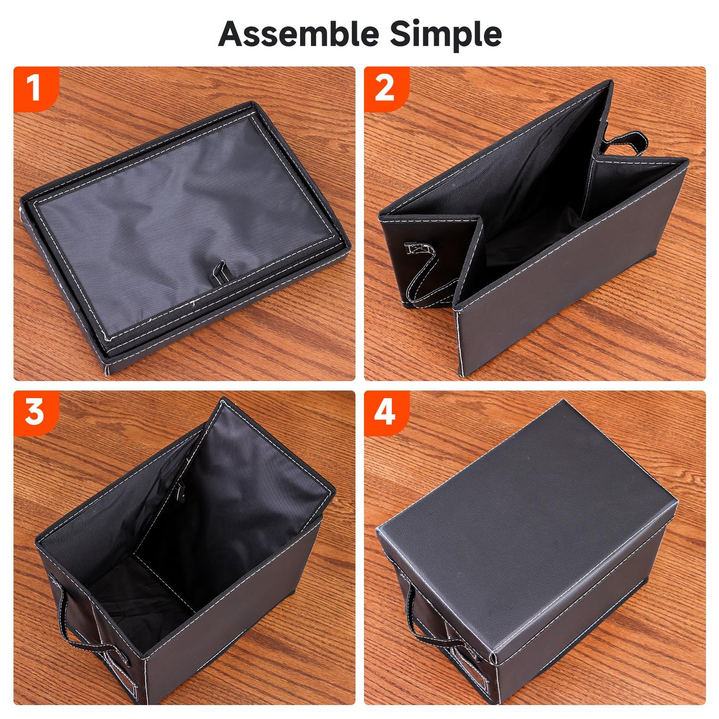 yoyobubu 2-Pack 7-Inch Vinyl Record Storage Boxes – Black Faux Leather Record Holder & Case with Lid – Compact Storage Crate for Singles, EPs, Vinyl Rolls, and Accessories