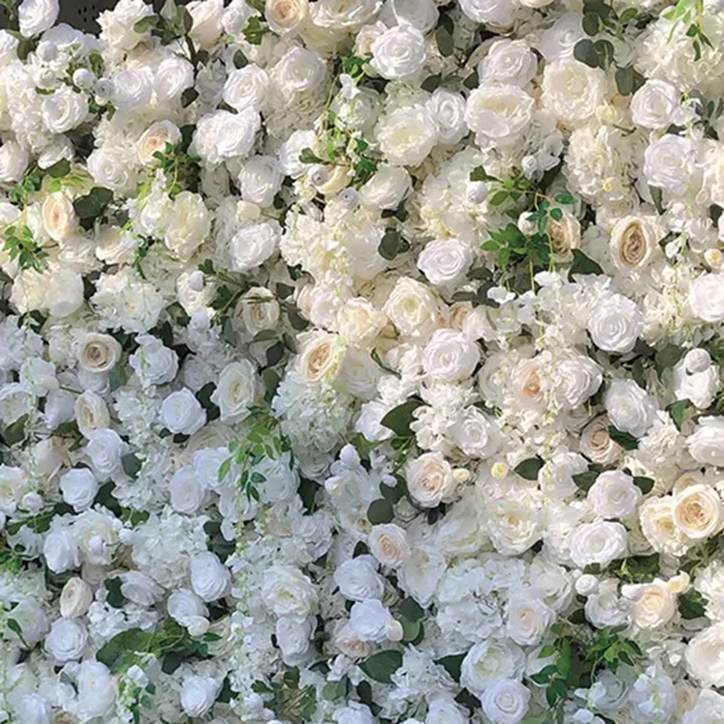 Handmade White Roses Wall Large Artificial Flower Wall Backdrop Panels,Rose Wedding Backdrop 5D Floral Wall Fabric Flower Wall For Party Baby Shower Bridal Wedding Background ,3m*3m/10*10FT