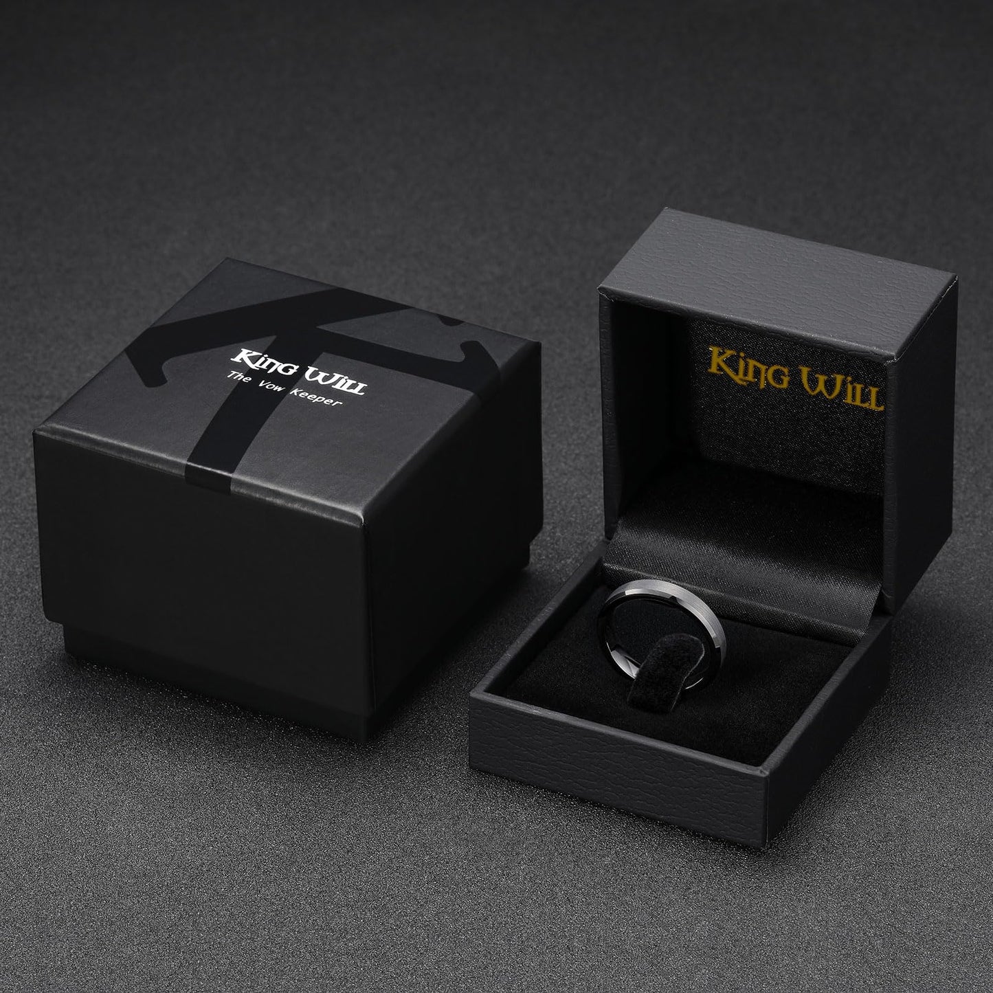 King Will Gunmetal Basic Tungsten Rings For Men 4mm Wedding Band Polished Edge Brushed Matte Promise Ring Comfort Fit, Size 12