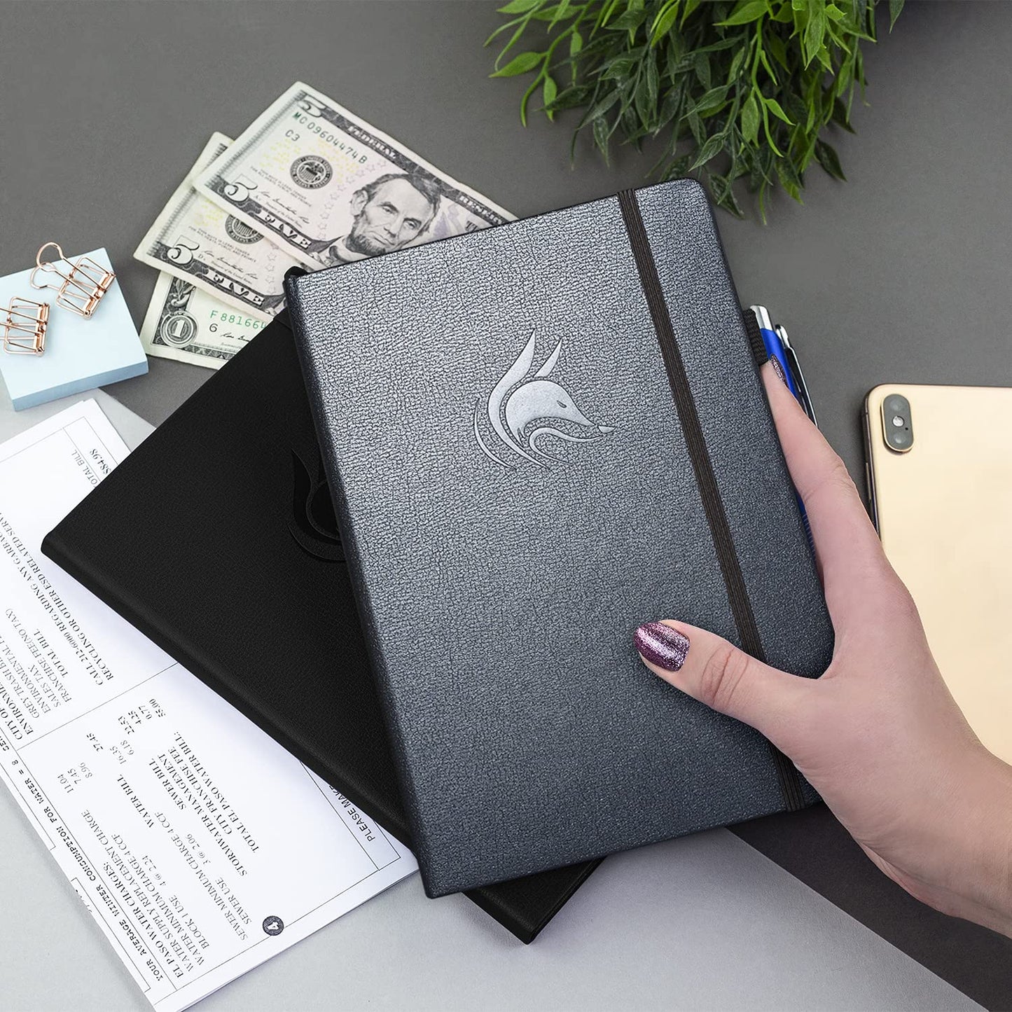 Clever Fox Check Register Book - Deluxe Transaction Register, Accounting Ledger Book, Checkbook Register & Checking Account Register Book for Personal and Work Use, A5 Hardcover - Mystic Gray