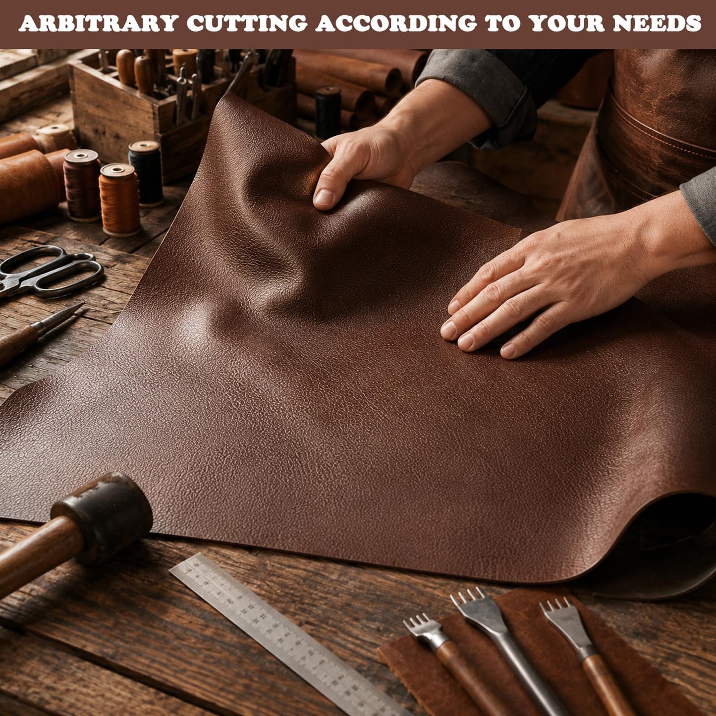 Top Grain Cowhide Leather Sheet, Genuine Soft Leather Material for Crafts, DIY Sewing, Wallets, Bags, Journals, Bookbinding and Upholstery Projects (Yellow Brown,12x12 Inch)