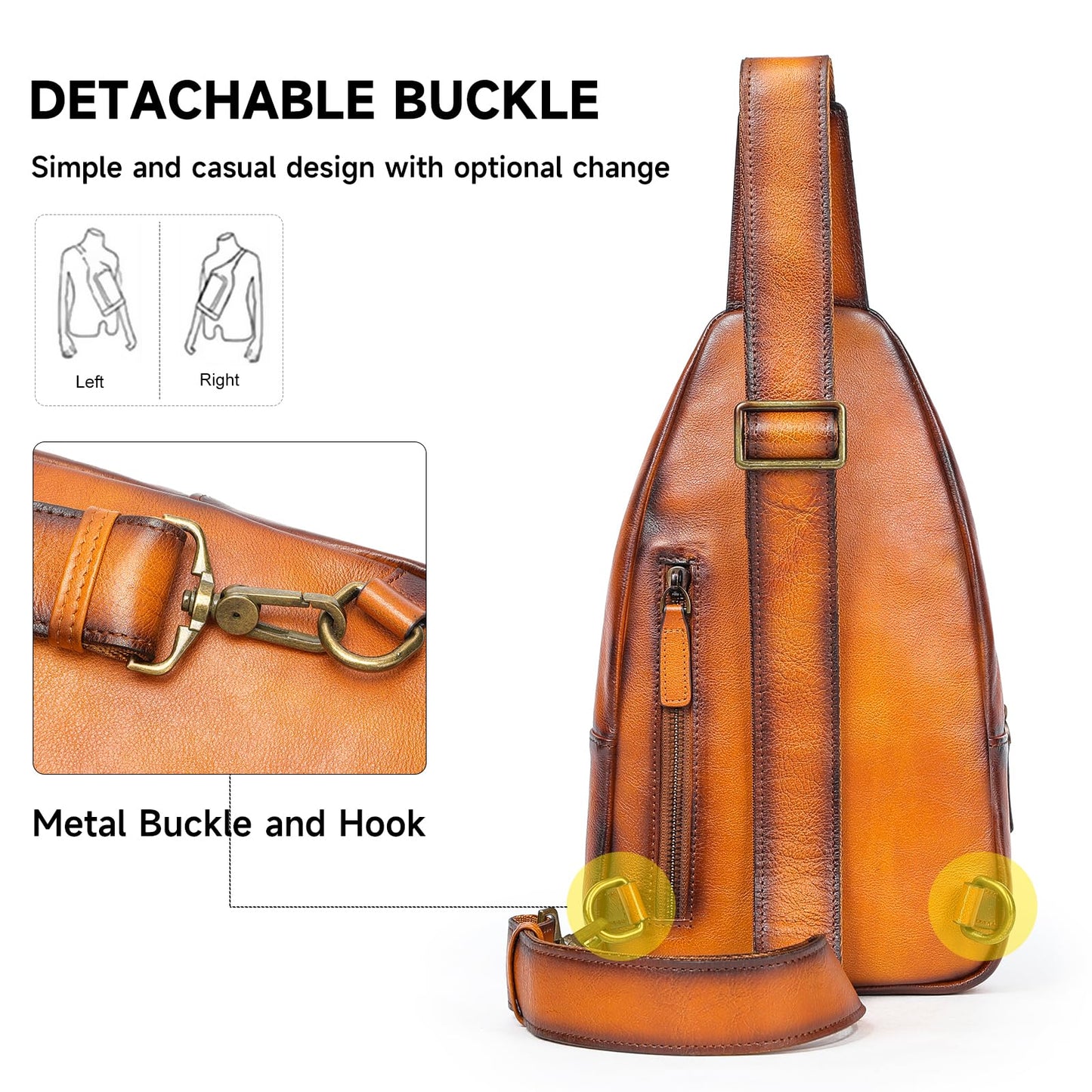 NIUCUNZH Genuine Leather Sling Bag Crocodile Flap Crossbody Purse Shoulder Bag for Travel Everyday Carry Brown