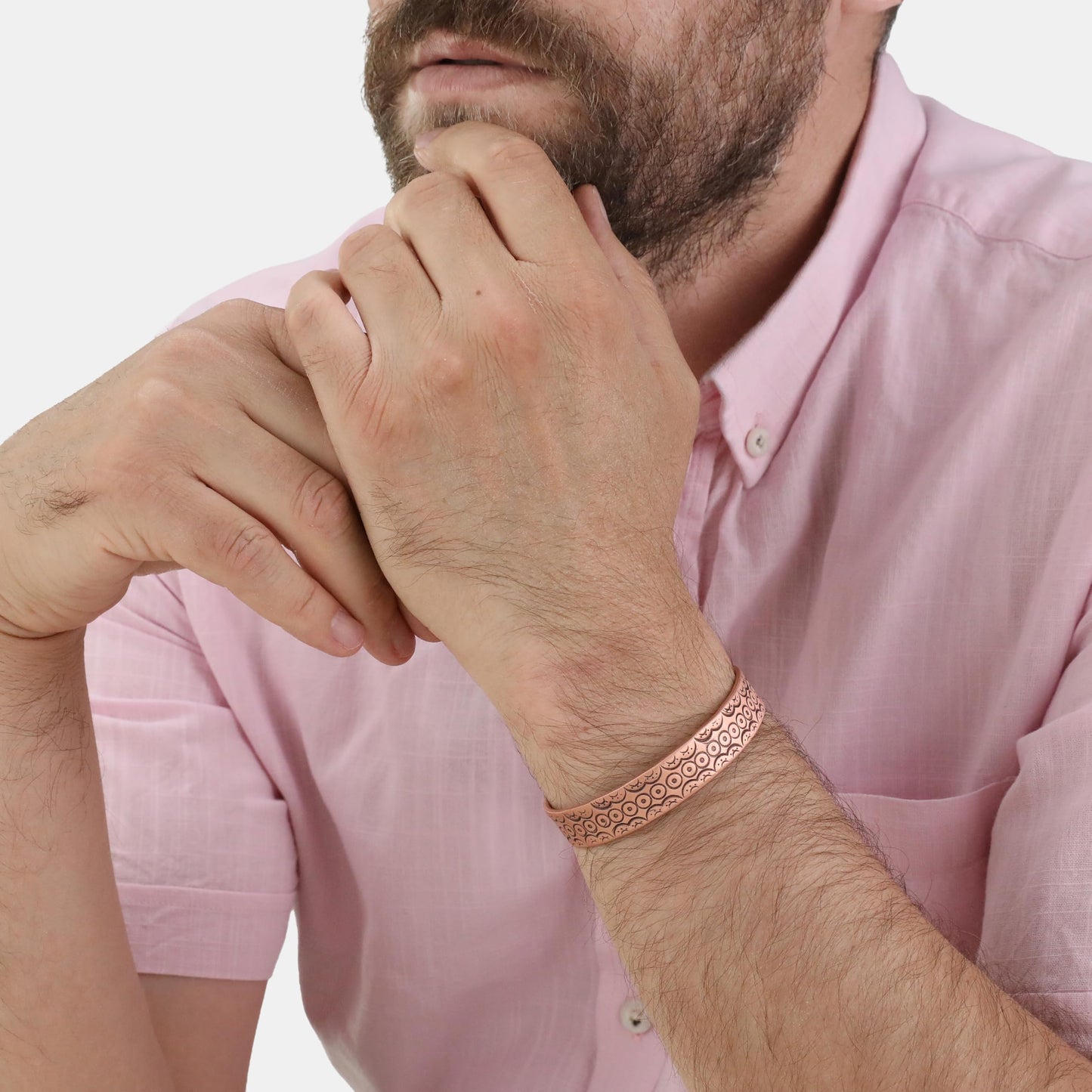 Handmade Pure Copper Bracelet for Women and Men - Thickest Copper Bracelet for Pain Relief and Stress Relief - Adjustable Carved Copper Bracelets to Fit many Size Wrist -The most ideal thickness, with a thickness of 2 mm, easy to shape. (Plain) (eyelet)