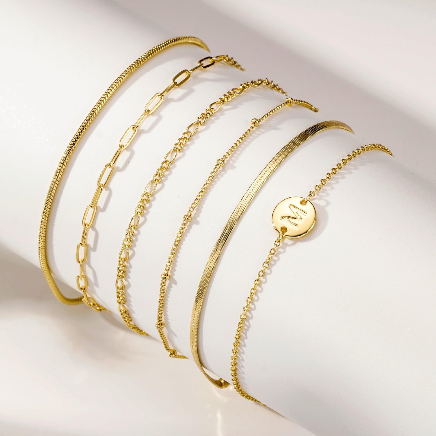Lydow Bracelets for Women, Stack Jewelry Set Initial X Chain Stackable Letter Teen Accessories Pulseras Para Mujer 6 Inch 6PCS