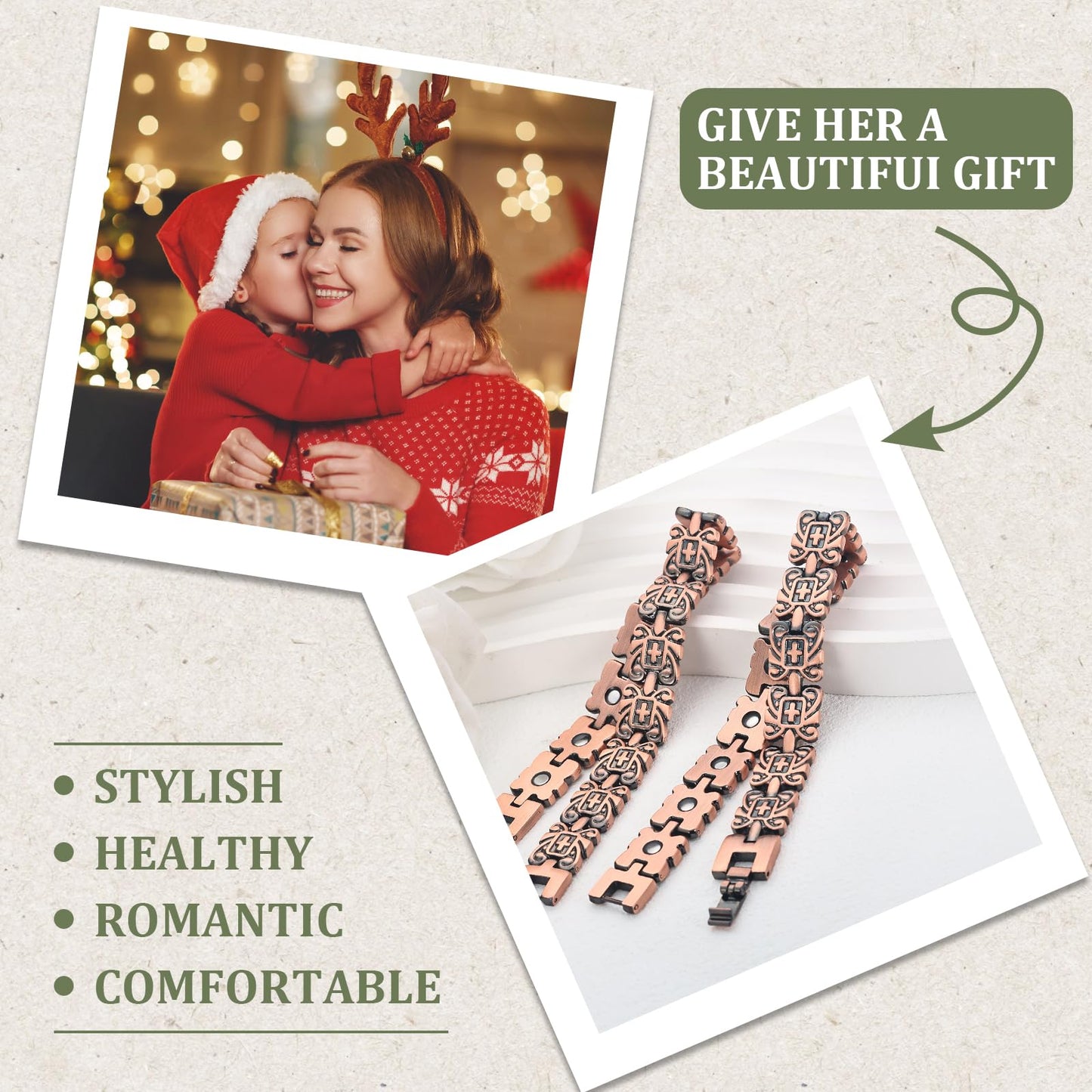 MagEnergy Copper Magnetic Bracelet for Women, Christian 99.9% Copper Bracelet For Women With Ultra Strength Magnets, Adjustable Biblical Cross, Gift
