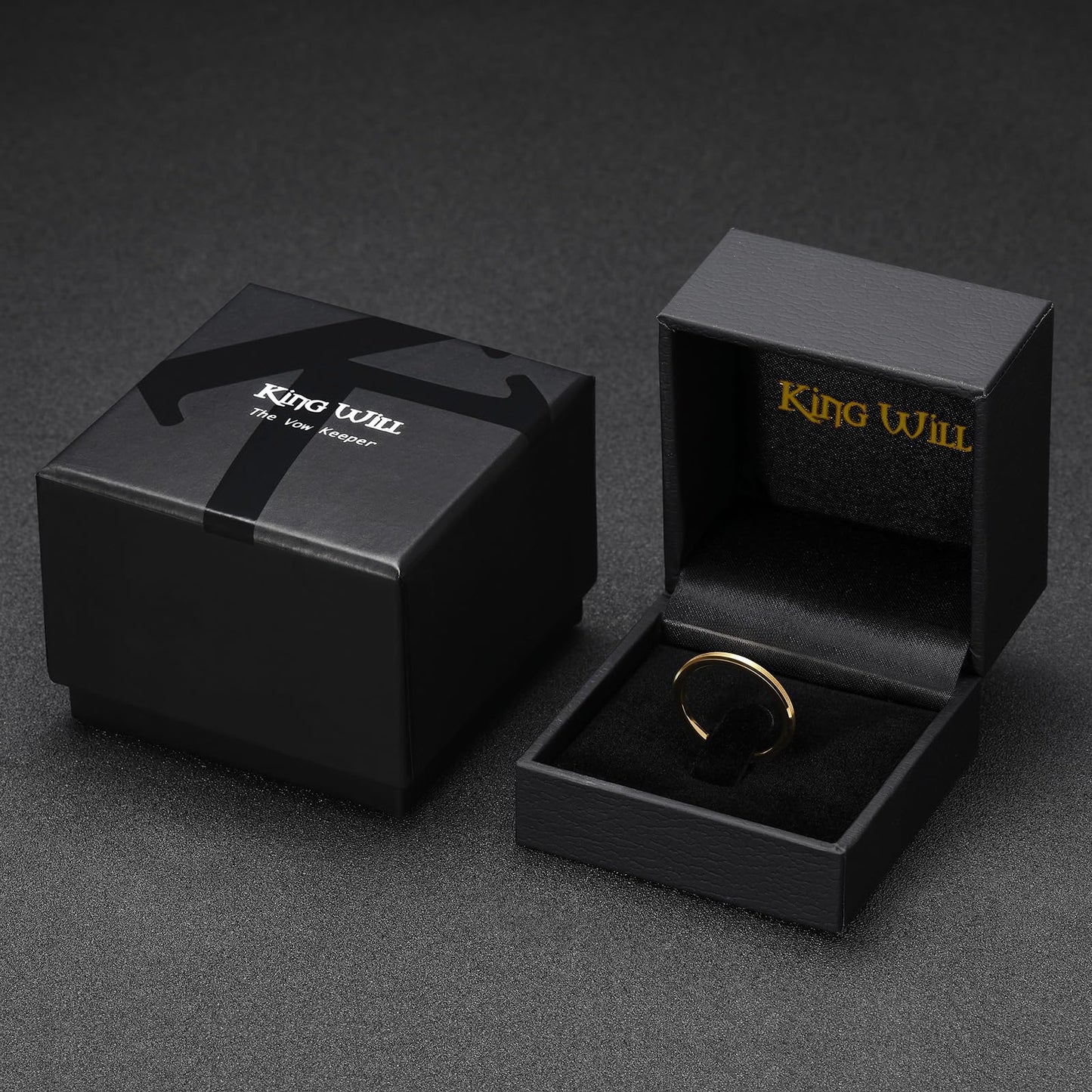 King Will 2mm Gold Tungsten Wedding Band Basic Wedding Ring For Men with Brushed Matte Surface Beveled Polished Edge Comfort Fit 7