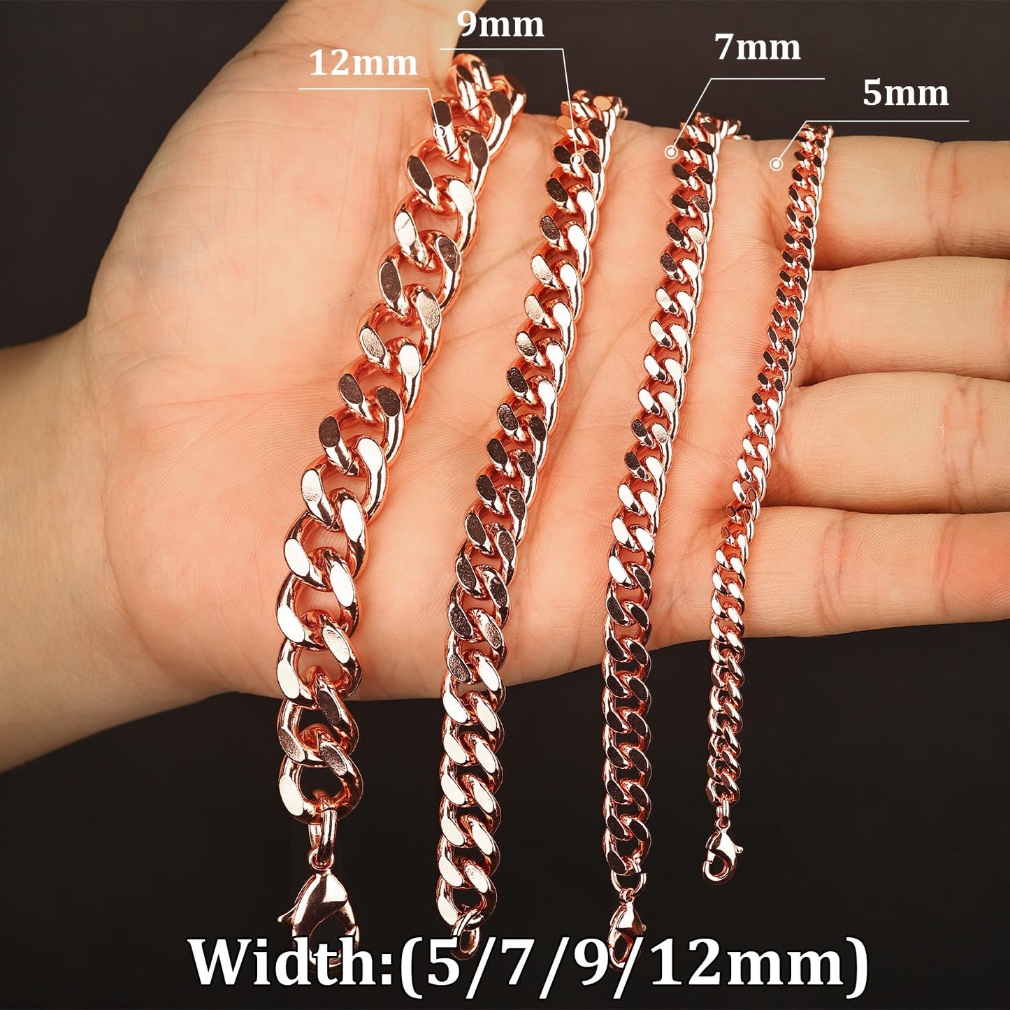Heavenly Metals Copper Bracelet for Men & Women β 99.9% Pure Copper Cuban Link Chain β 5mm, 7mm, 9mm, 12mm Width β 6.5" to 9" Length β Gift Box Included β USA Brand