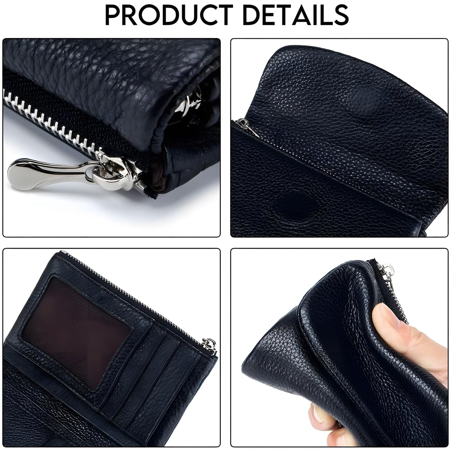 Unisex Pebble Leather Wallet, 5.3In Short Genuine Leather Coin Card Holder, Two zippered pockets, Unisex Clutch Bags, Can Hold Coins, Cards, Id Cards (Taro Purple)