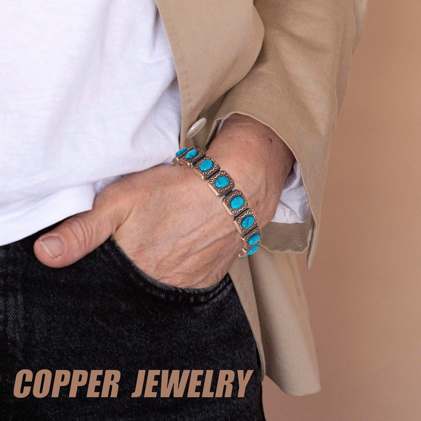 MagVIVACE Copper Bracelet for Women and Joint, Turquoise Magnetic Bracelets with Magnets, Mother's Day Jewelry Gifts