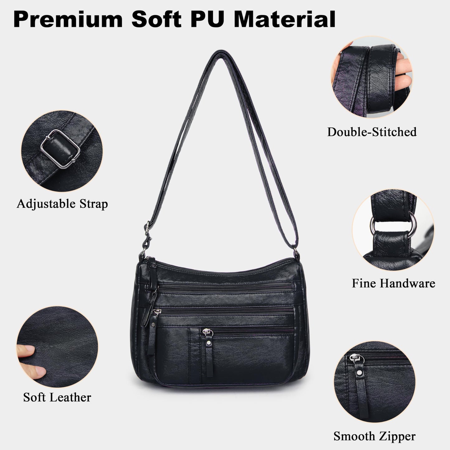 VOLGANIK ROCK Vegan Leather Purses for Women Lightweight and Soft Womens Crossbody Handbags with Multi Pockets, Card Slot, Gift for Women