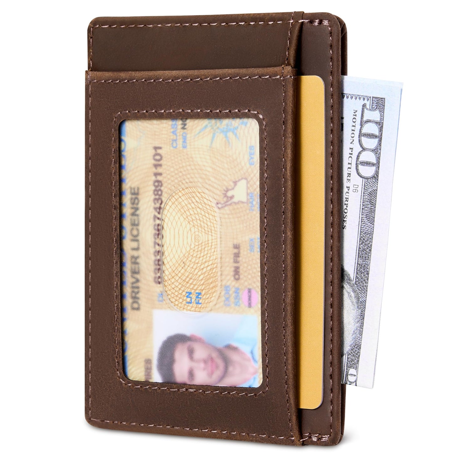 Travelambo 100% Genuine Leather Wallet for Men and Women, Slim Minimalist RFID Blocking Front Pocket Credit Card Holder with Gift Box