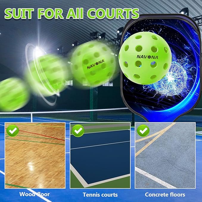 Navona 48 Pack Premium 40-Holes Outdoor Pickleball Balls, Meet USAPA Official Requirement, Perfectly Balanced, High Bounce True Flight, Durable Outdoor Pickleball Set