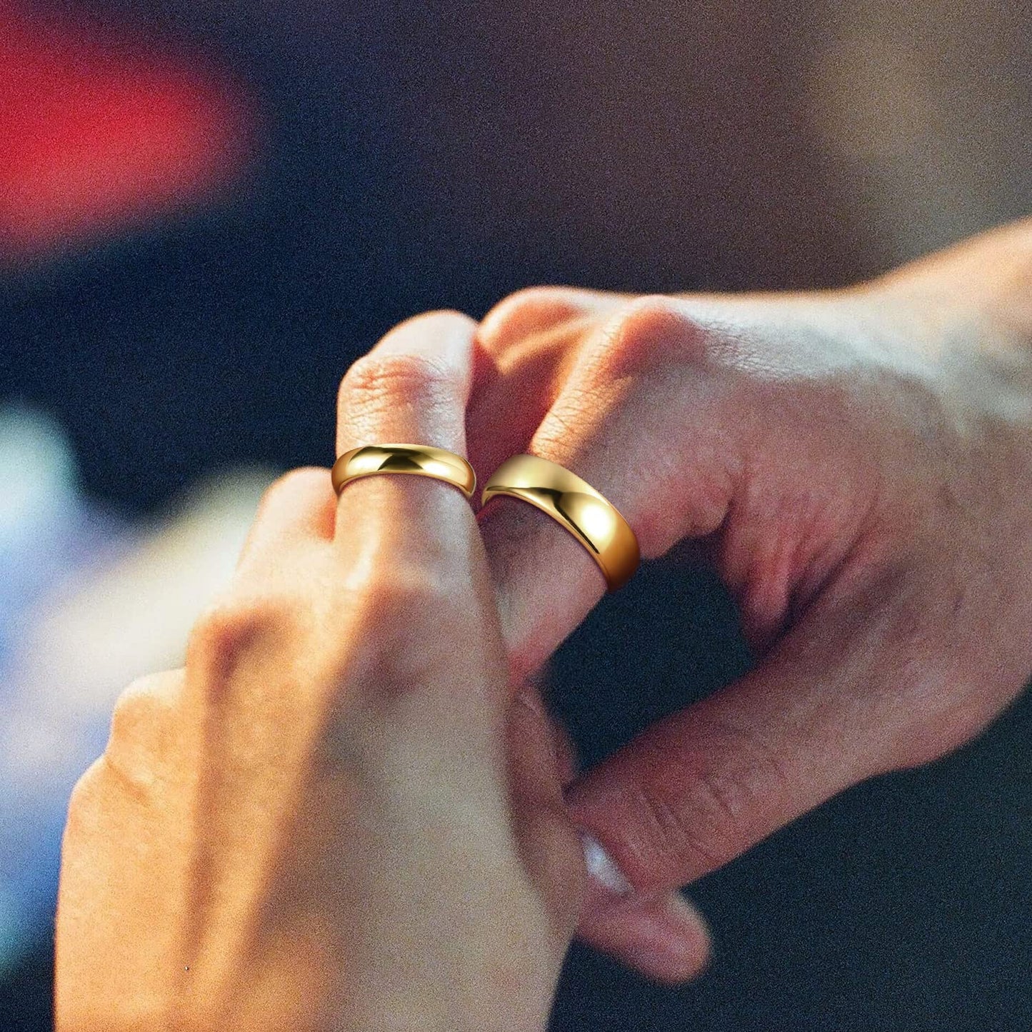 Greenpod 6mm 24K Gold Plated Tungsten Carbide Rings for Men Women Dome Polished Classic Wedding Band Comfort Fit Size 5
