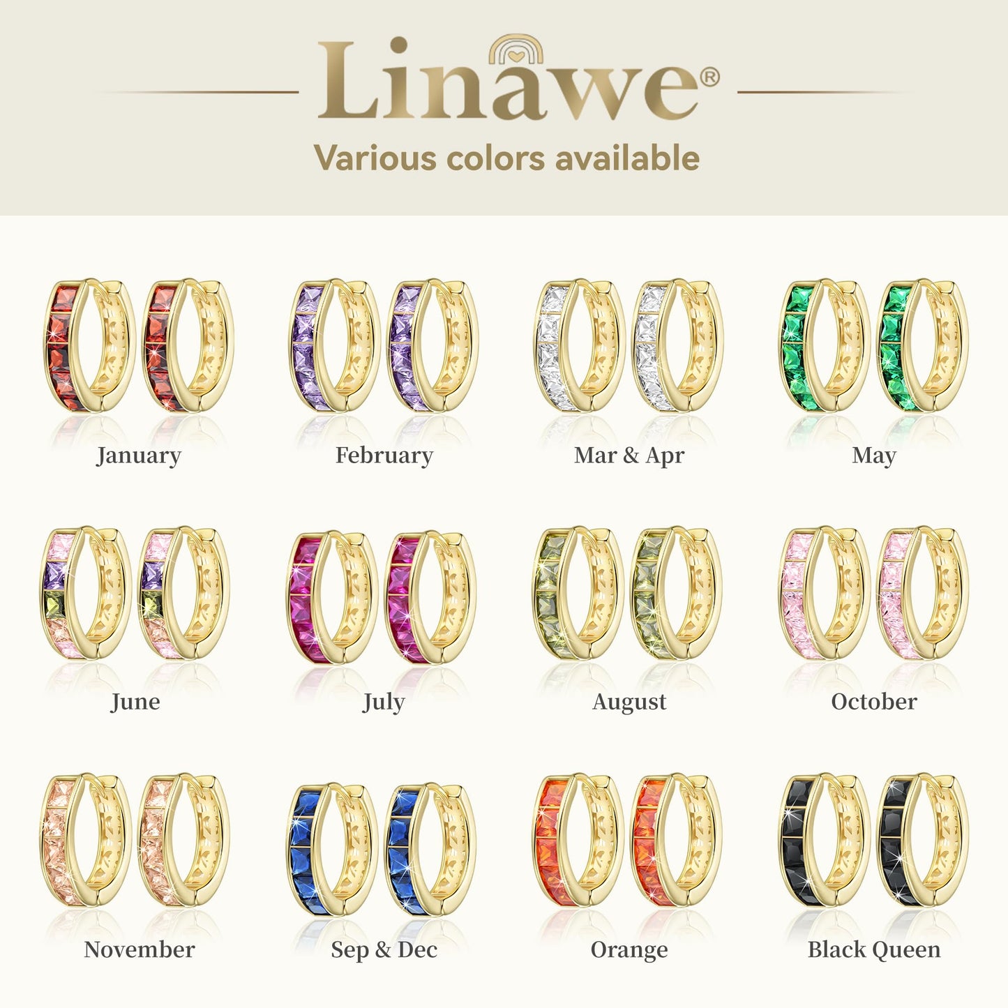Linawe Purple Gold Hoop Earrings for Women Trendy, Cubic Zirconia Amethyst Earrings Studs, Helix Cute Small Cuff Hoop, Huggie Earrings, Ear Tragus Safety Pin Cartilage
