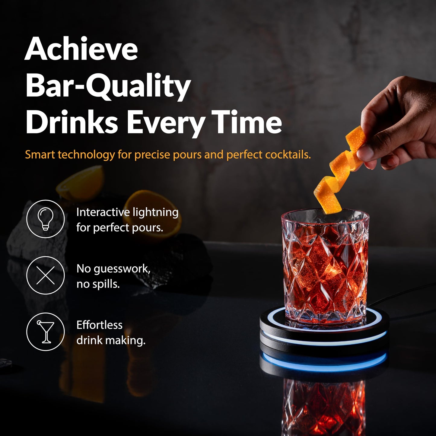 Barsys Smart Coaster 2.0 (Black) โ Portable Cocktail Maker & Drink Mixer, App-Enabled Home Bartender Machine with 1000+ Recipes for Cocktails & Mocktails