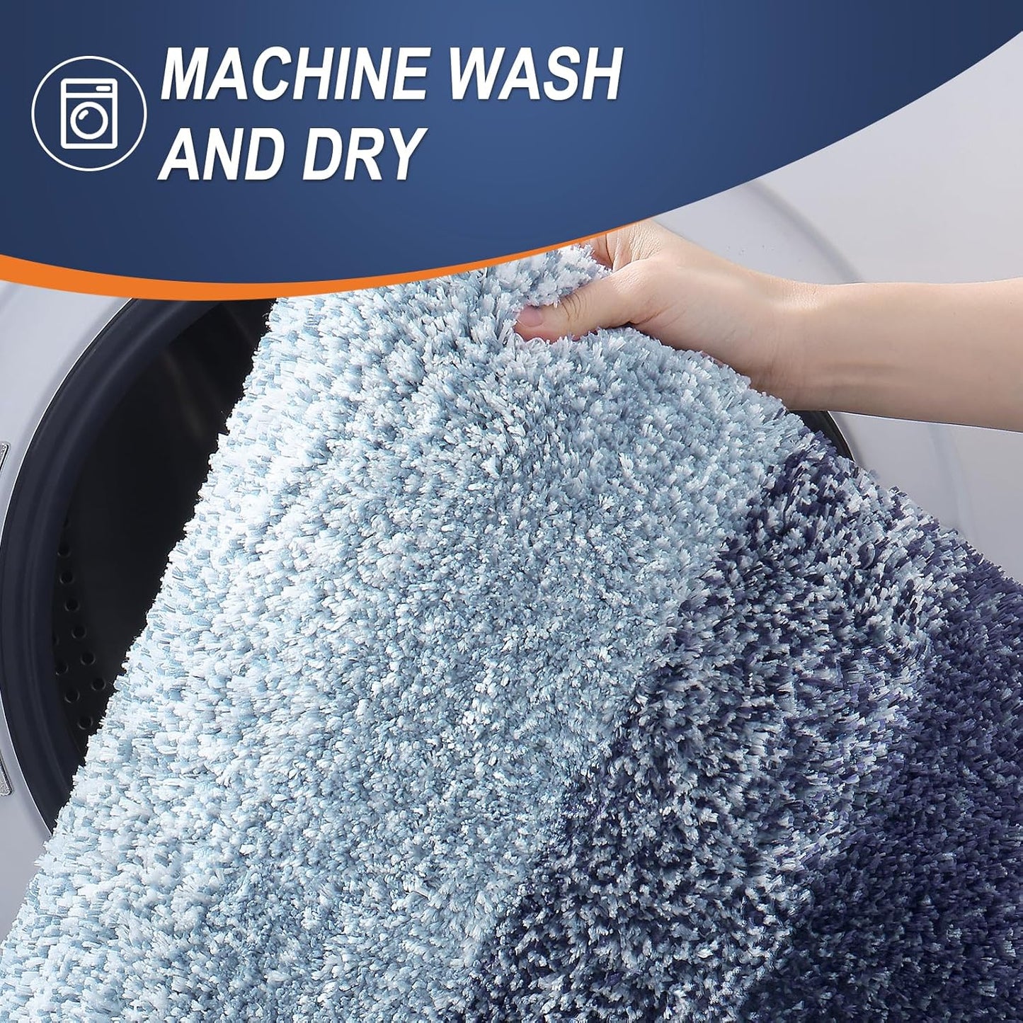 OLANLY Large Bathroom Rugs - Extra Soft Microfiber Mat 44x32 | Quick Dry & Washable, Airy Blue