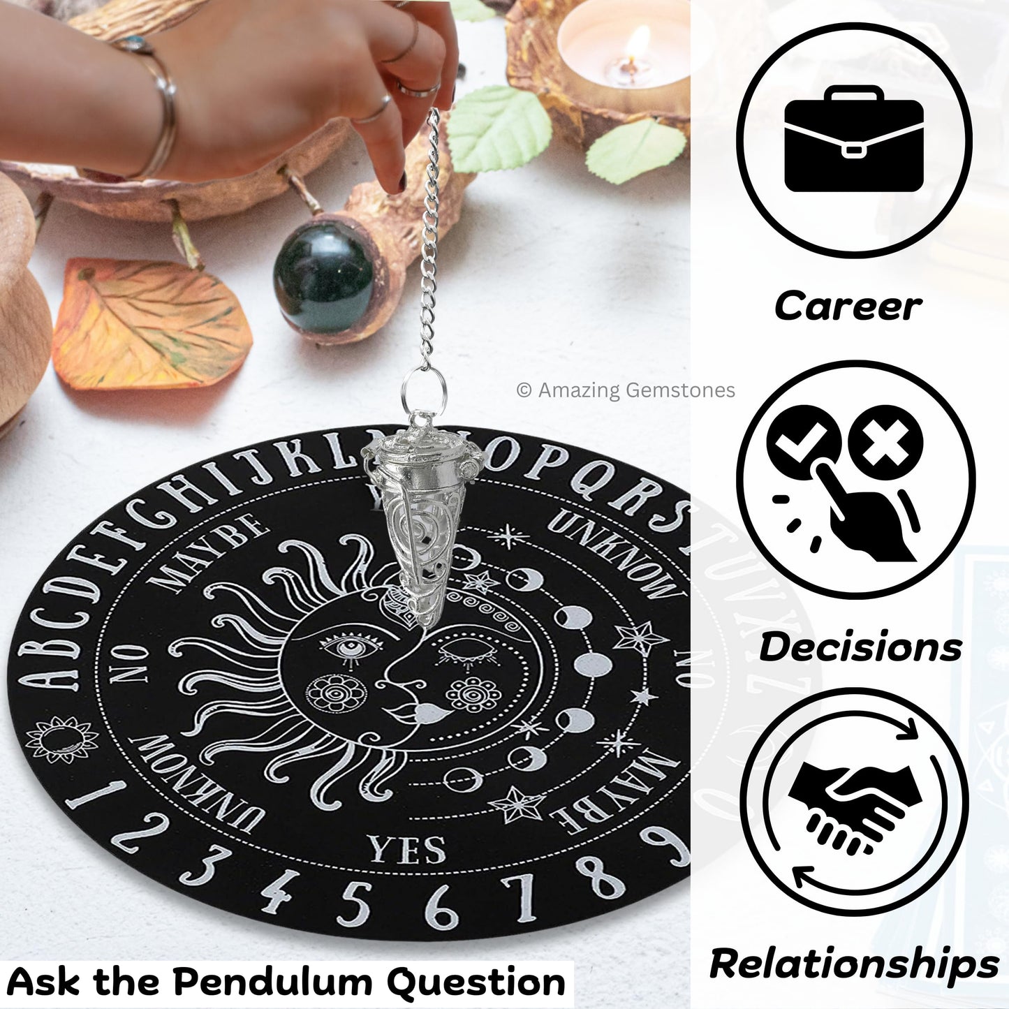 Amazing Gemstone Healing Metal Pendulums for Divination, Silver Cone Chamber Steel Copper Pendulum High Energy Pendulo de Bronce Pendulos de Mesa MP88